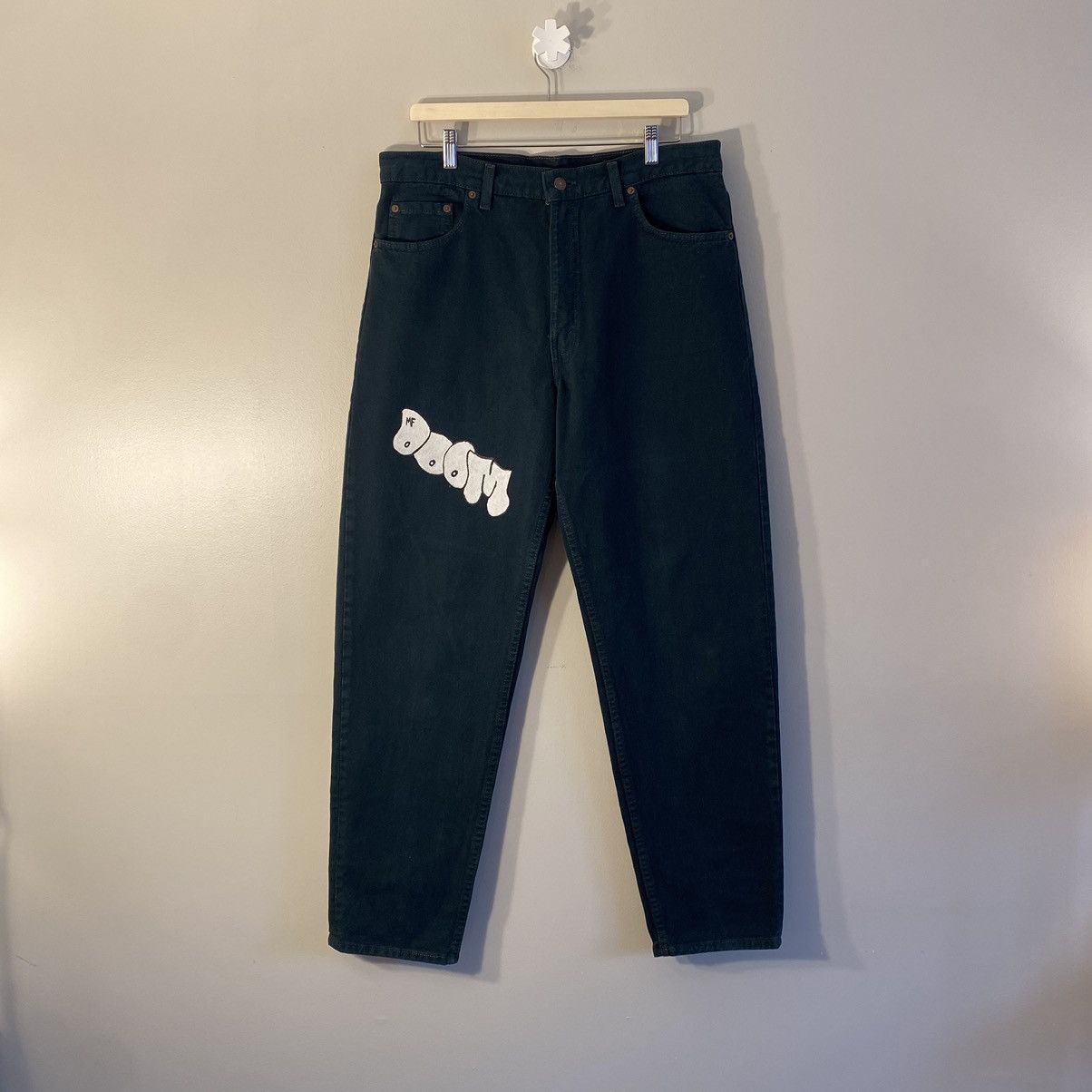 image of Levis x Mf Doom Vintage Levi’S 550 Mf Doom Hand Painted Denim Jeans in Black, Men's (Size 36)