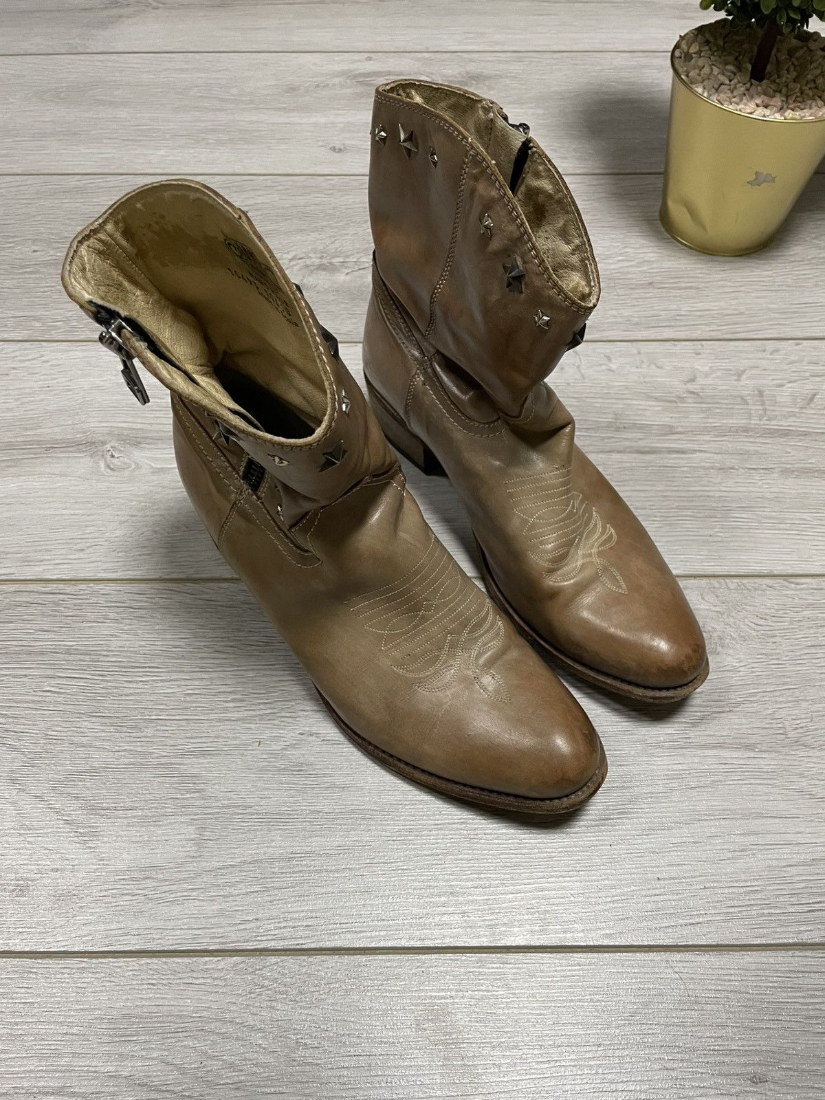 Sancho Boots Sancho stars 🌟 cowboy vintage western boots side zip Size US 10 / IT 40 - 3 Thumbnail