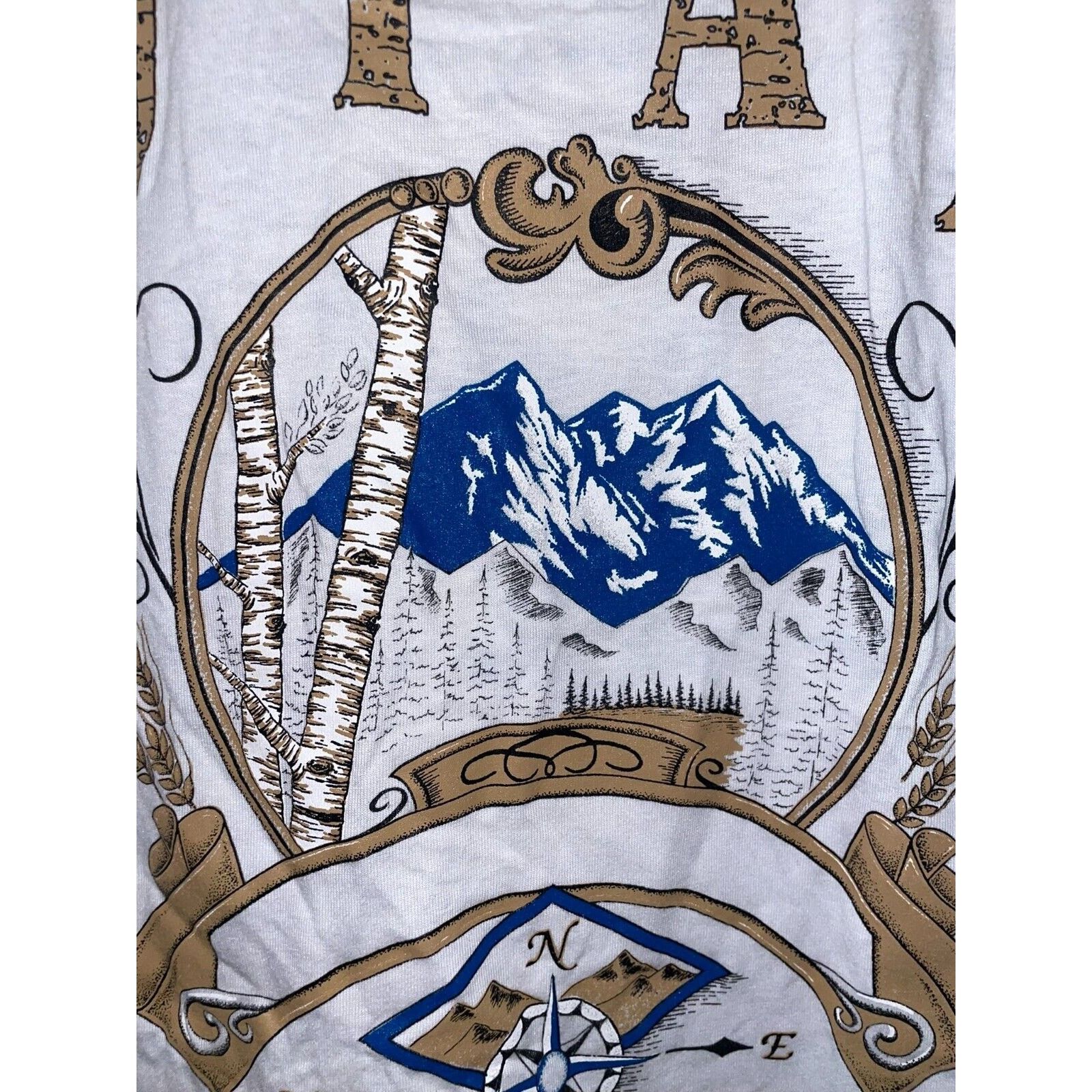 Jerzees Vintage Test Print Shirt Utah Mountain Nature White M Tee Size US M / EU 48-50 / 2 - 2 Thumbnail