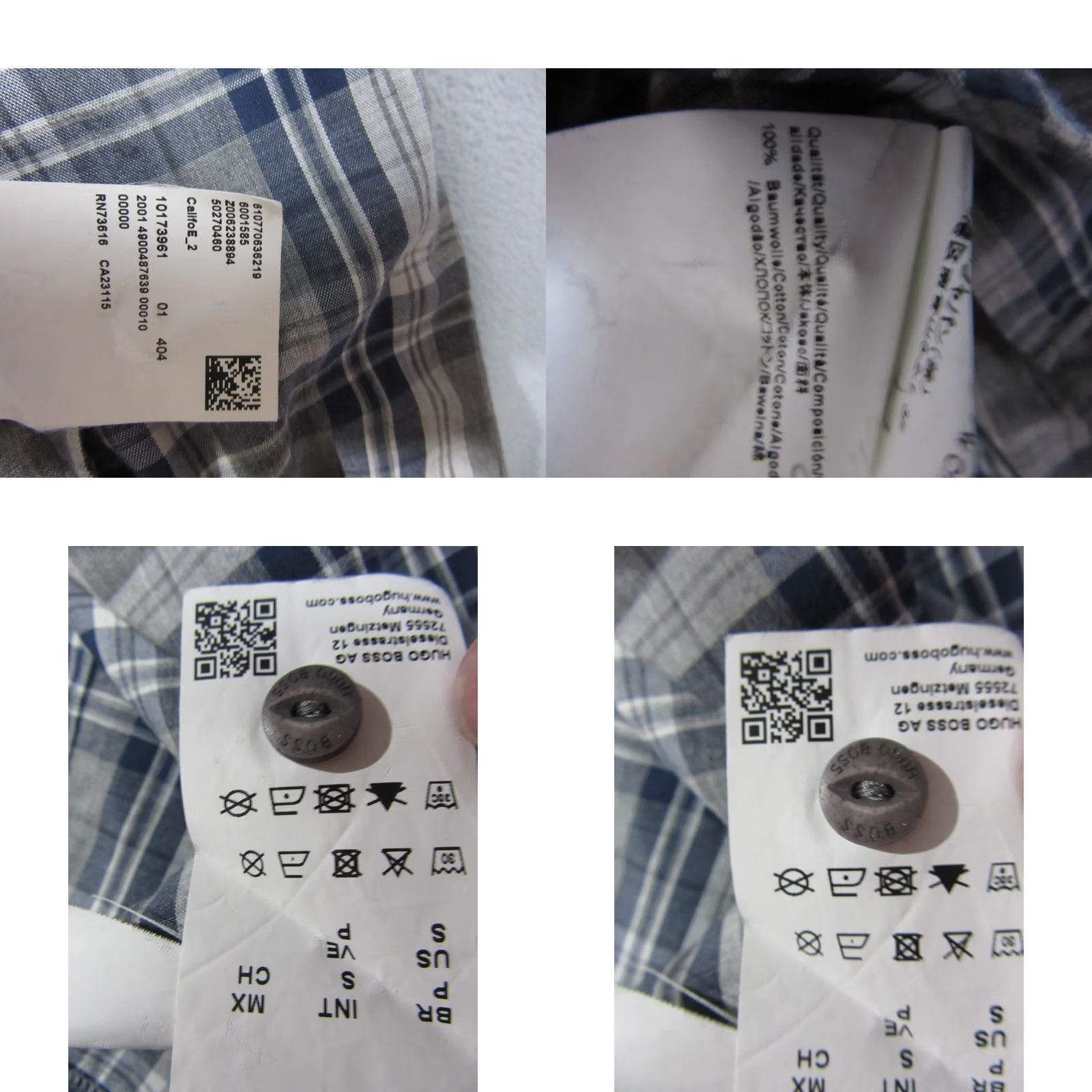 Hugo Boss HUGO BOSS Shirt Mens S Blue Gray Tartan Plaid Boss Casual Point Button Up Shirt Size US S / EU 44-46 / 1 - 8 Thumbnail