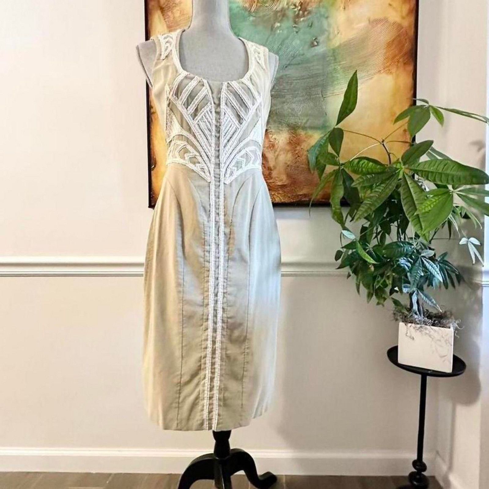 Zac Posen Vintage Zac Posen Bohemian Chic Sheath Midi Dress Size M / US 6-8 / IT 42-44 - 2 Thumbnail