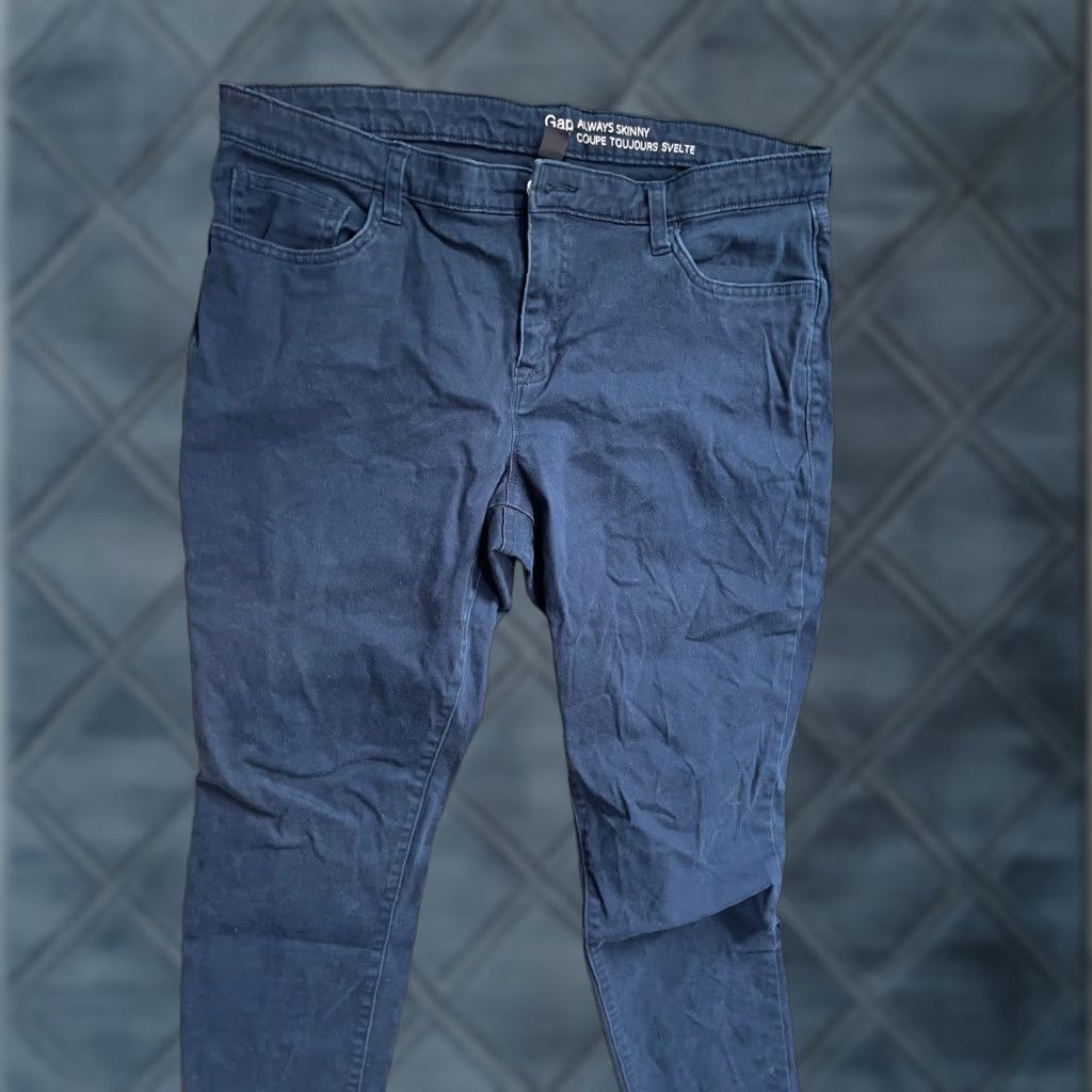 Gap Gap Always Skinny Jeans 14 Cotton Blend Stretch Navy Blue Medium Wash Jeans Womens Size 36" / US 14 / IT 50 - 1 Thumbnail