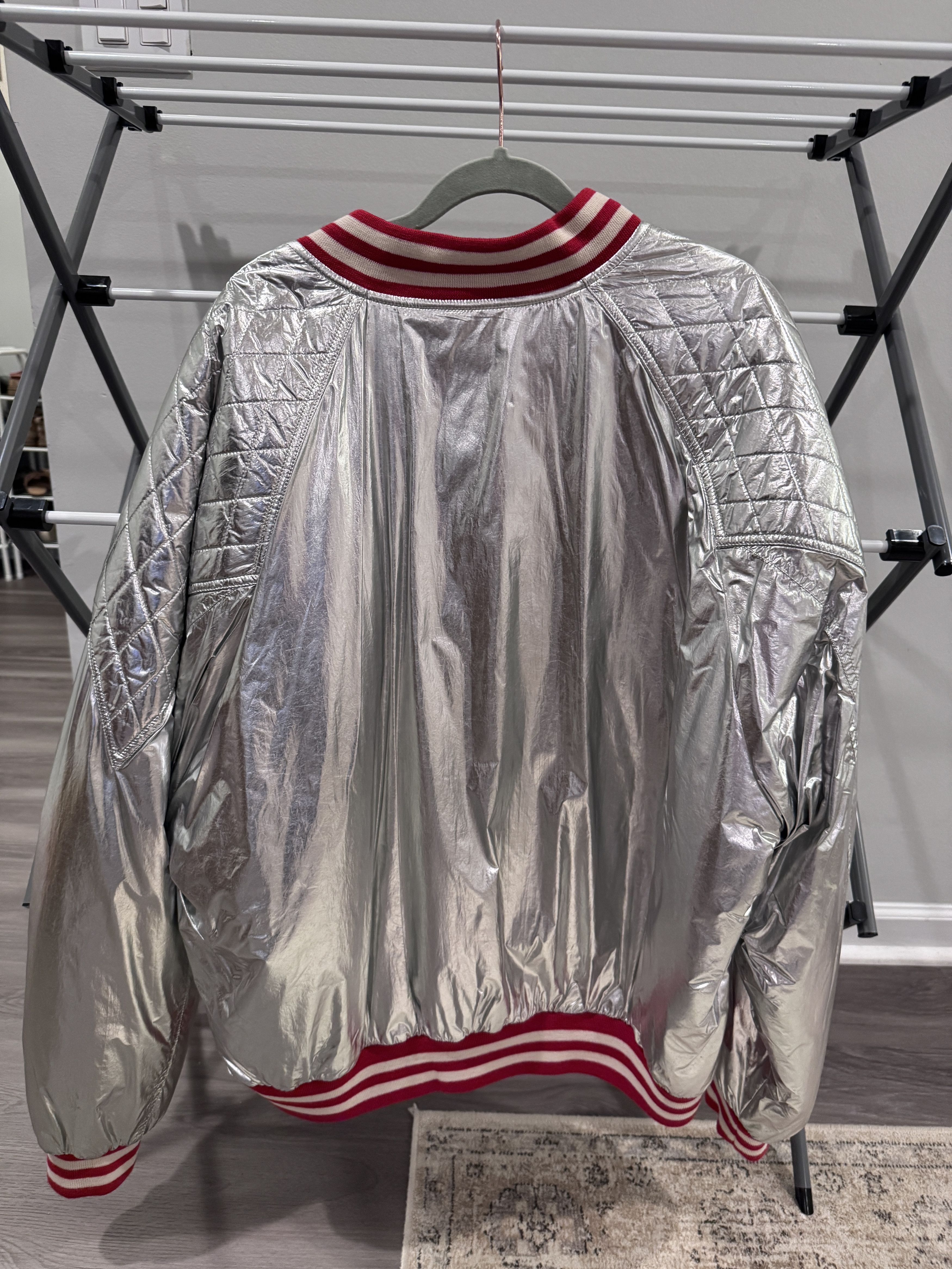 Celine CELINE Metallic Silver Varsity Bomber - Size 54 Size US L / EU 52-54 / 3 - 2 Thumbnail