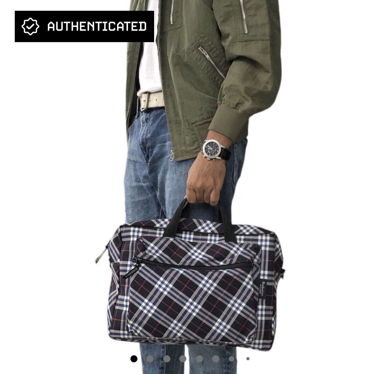 Burberry Vintages BURBERRYS Blue Novachecks Business Document Bag Size ONE SIZE - 2 Thumbnail