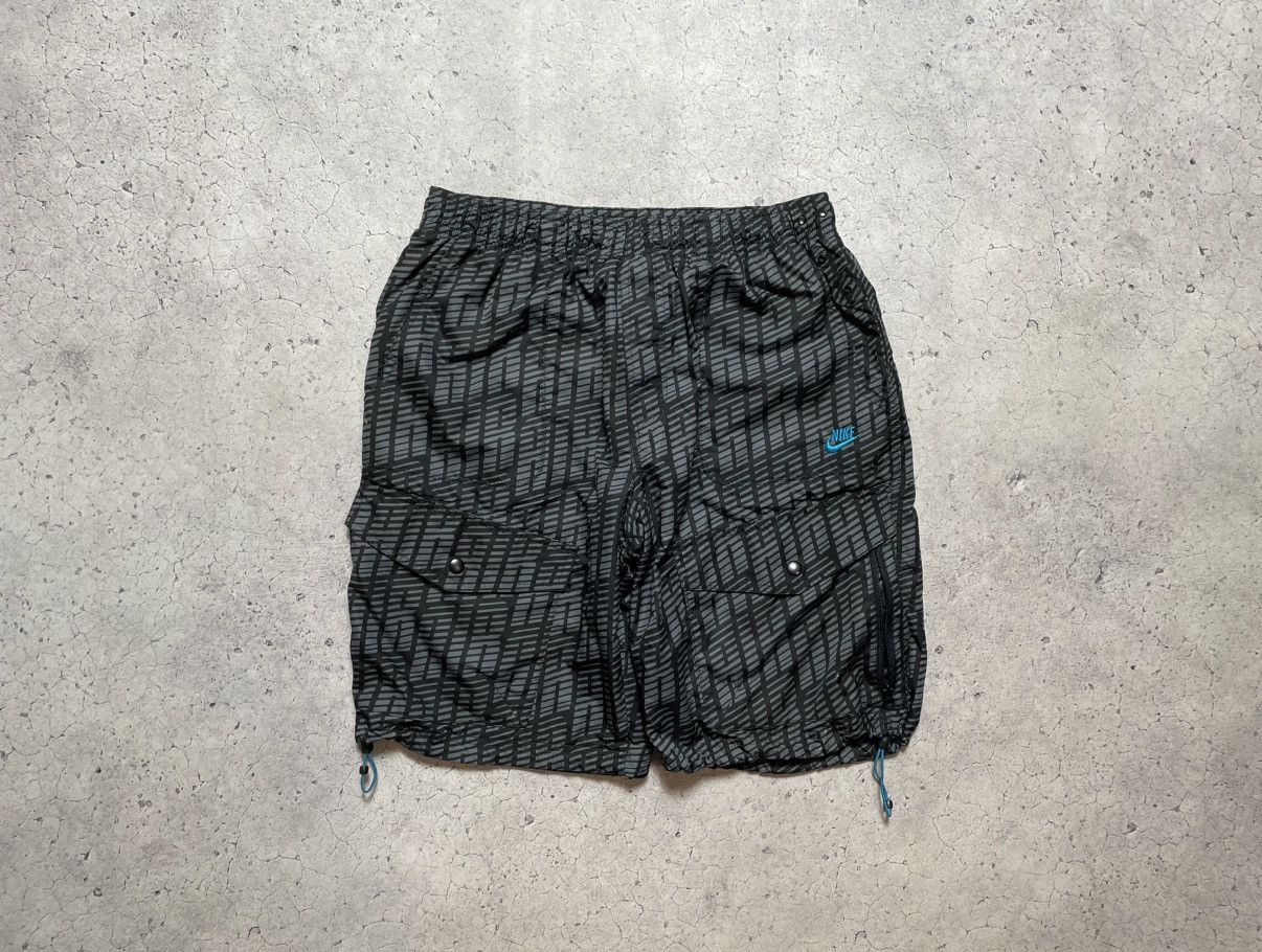 Nike × Vintage Vintage Nike Air Max Drill Monogram Cargo Shorts Nylon Y2K Size US 32 / EU 48 - 2 Thumbnail