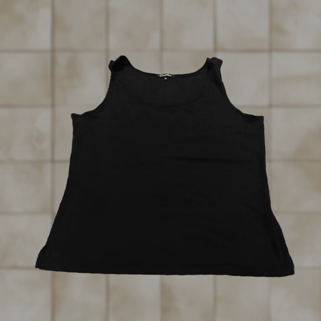 Vintage Cheryl Nash Womens Blouse XL Black Pullover Crew Neck Sleeveless Knit Stretch Button-Down Solid Modern Casual Size XL / US 12-14 / IT 48-50 - 1 Thumbnail