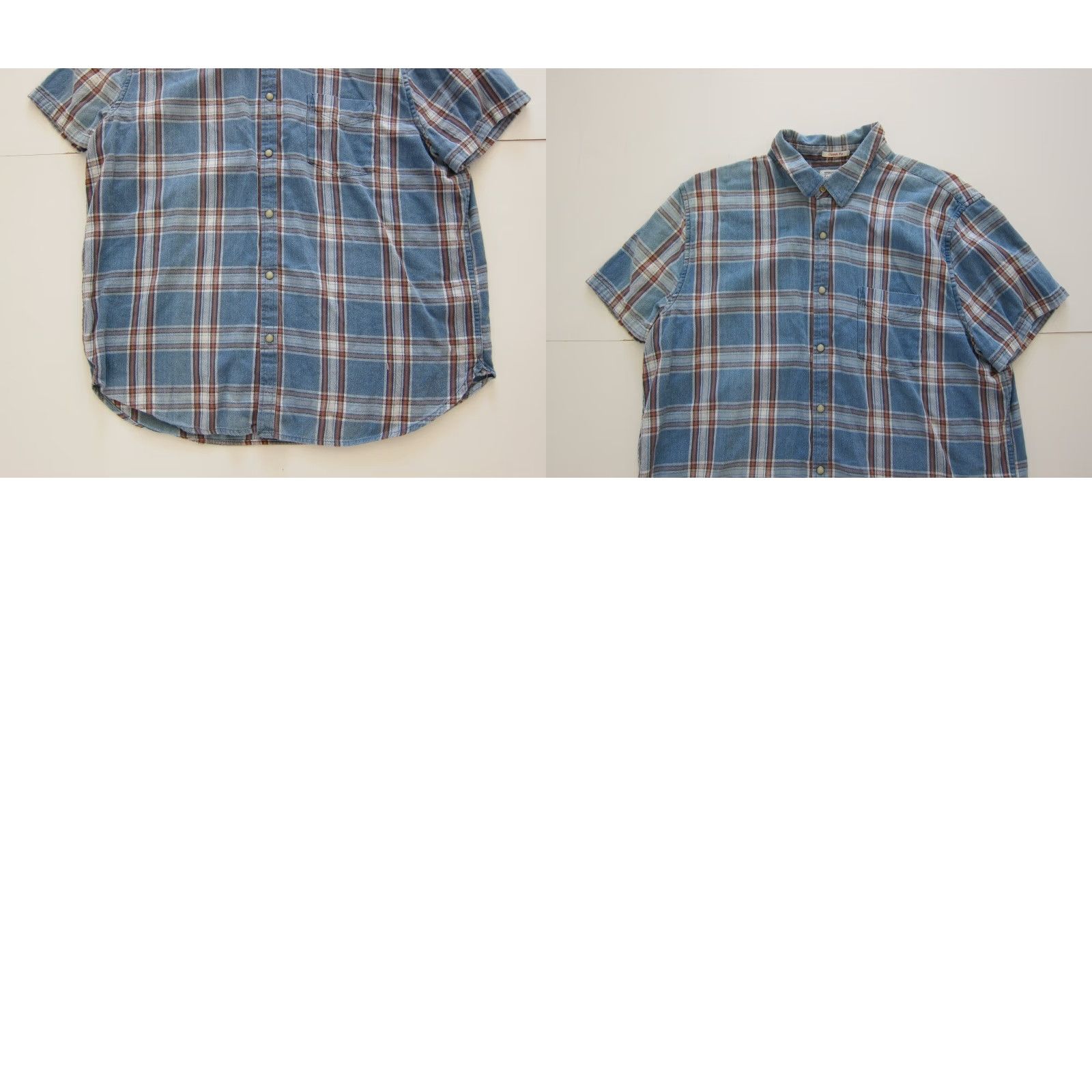 Lucky Brand Lucky Brand Classic Fit Blue Plaid Cotton Button Down Short Sleeve Shirt Men XL Size US XL / EU 56 / 4 - 8 Thumbnail