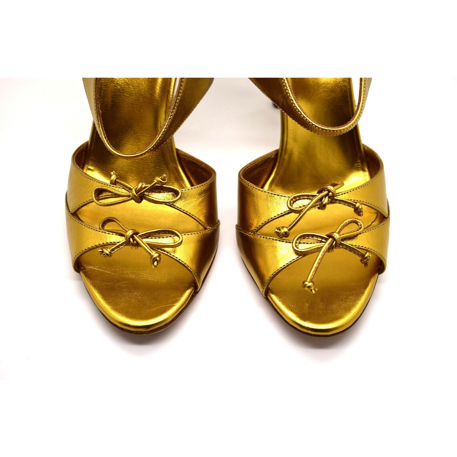 Gucci G0 NEW GUCCI Gold Metallic Leather Heels Shoes Size 7.5 B Size US 7.5 / IT 37.5 - 5 Thumbnail