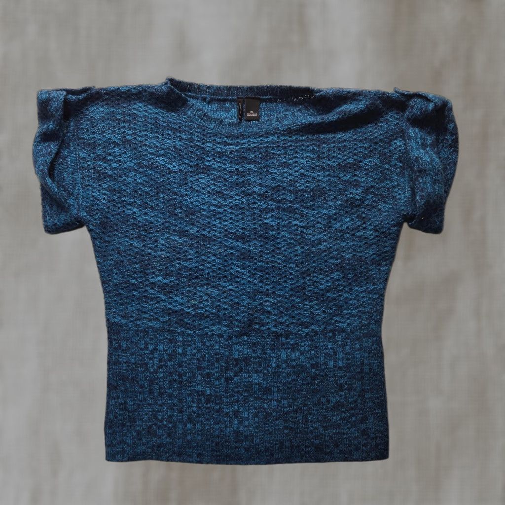 Vintage New Directions Sweater Shirt Adult XL Blue Stretch Knit Pullover Open-Knit 60s Classic Modern Womens Size XL / US 12-14 / IT 48-50 - 1 Thumbnail