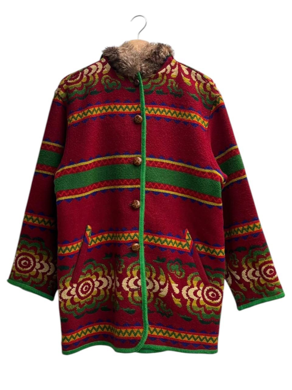 United Colors Of Benetton Fur Flowers Hoodie Jacket Native Navajo Size US XS / EU 42 / 0 - 1 Thumbnail