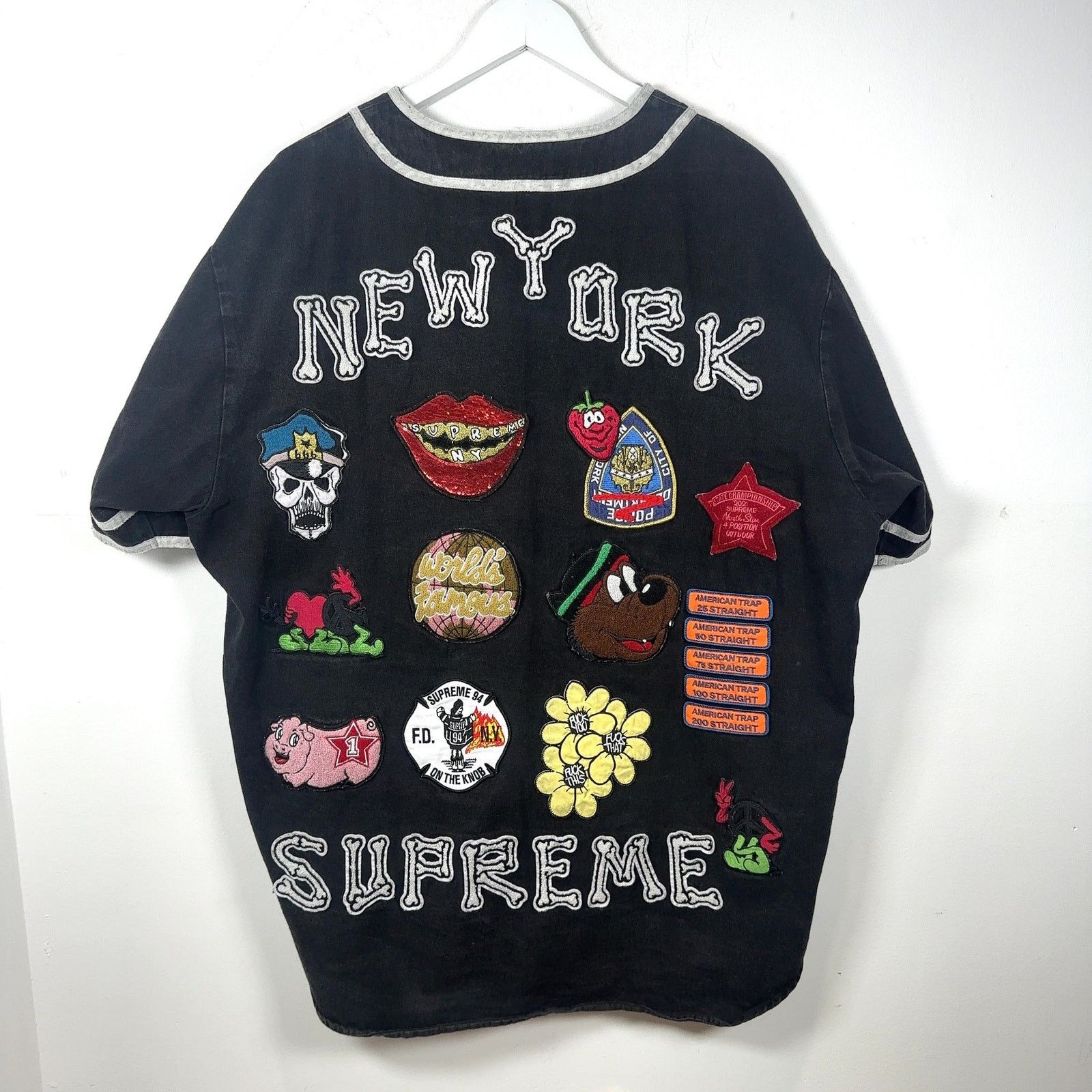 Supreme Supreme Denim Patchwork Baseball Jersey Shirt Size US XL / EU 56 / 4 - 5 Thumbnail
