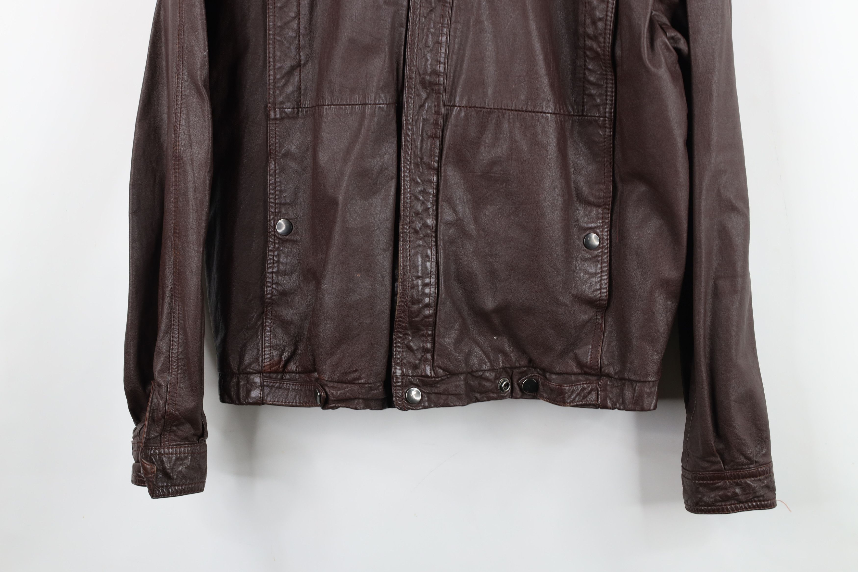 Vintage Vintage 70s Streetwear Hooded Leather Bomber Jacket Brown Size M / US 6-8 / IT 42-44 - 3 Thumbnail