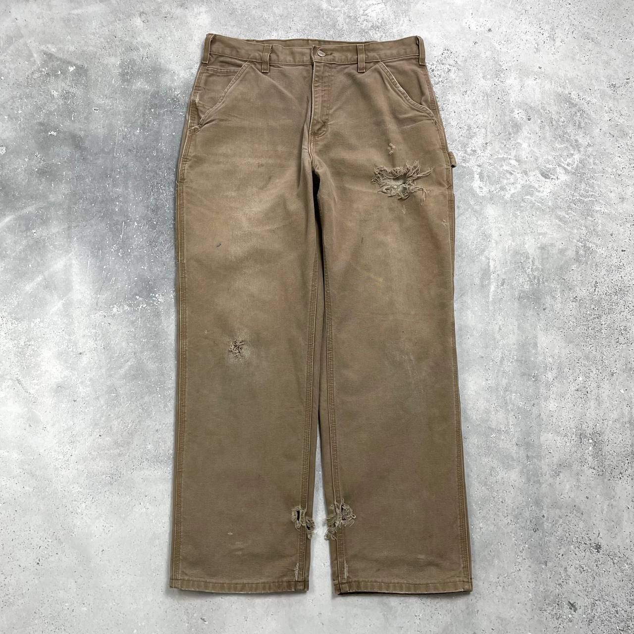 Carhartt Carhartt Carpenter Work Trashed Pants Brown W32 L28.5 Size US 32 / EU 48 - 1 Thumbnail
