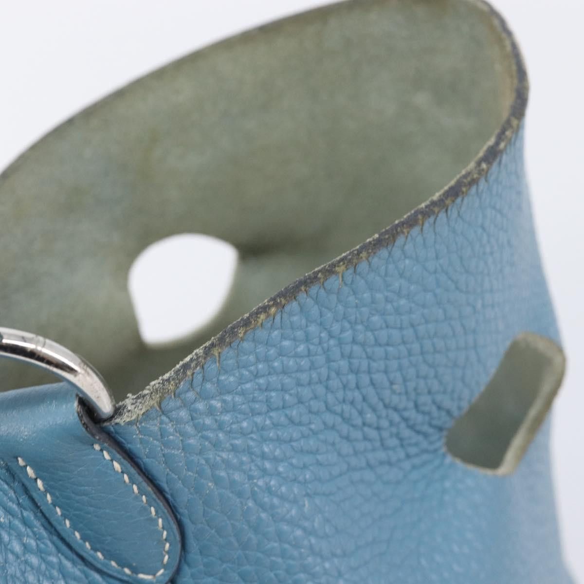 Hermes HERMES Manjoire Shoulder Bag Leather Light Blue Silver Auth Size ONE SIZE - 18 Thumbnail