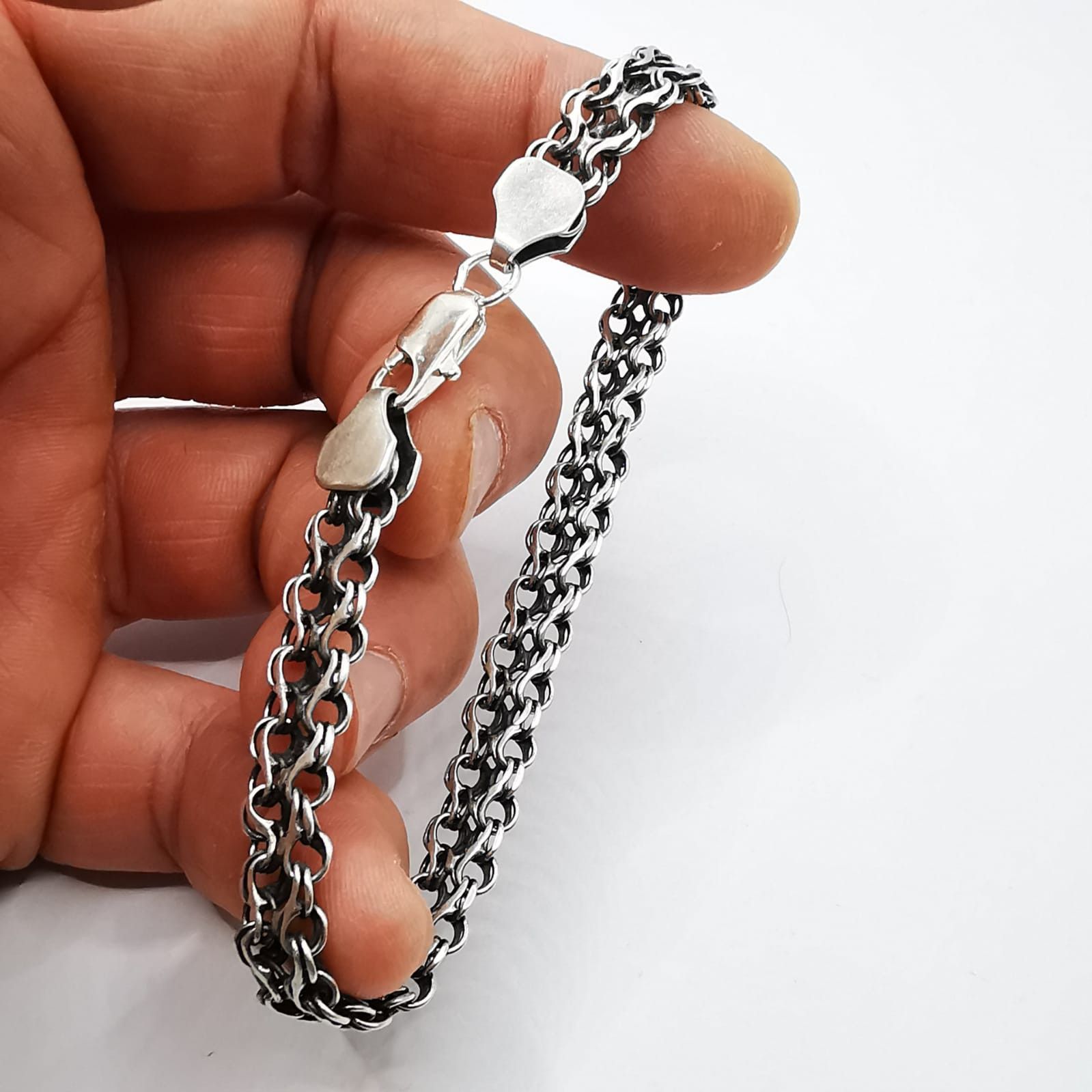 Sterling Silver Vintage Men's Bracelet Jewelry, 925 Sterling Silver 13,34g Size ONE SIZE - 7 Thumbnail