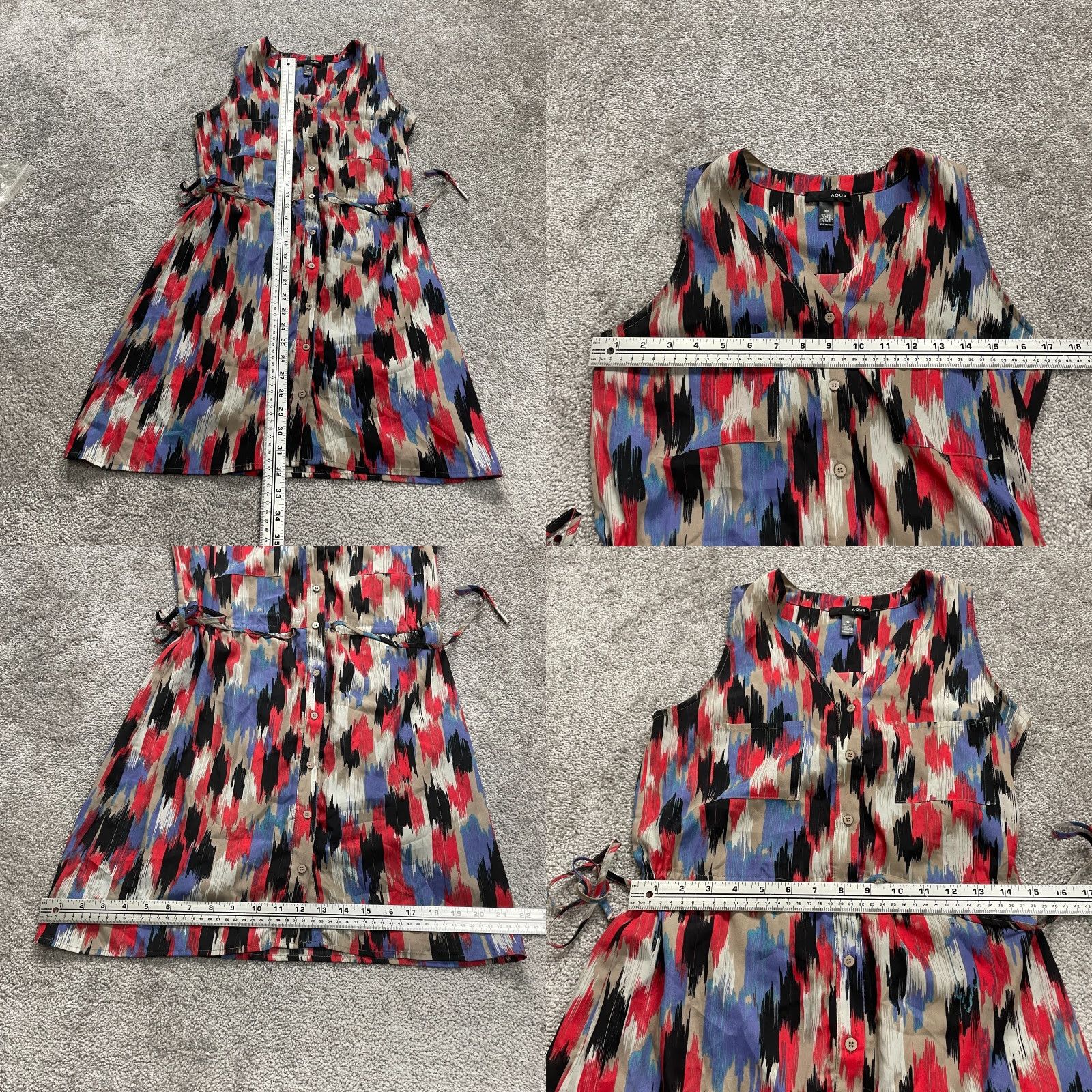 AQUA Aqua By Bloomingdale's Dress Women XS Multi Sleeveless Button Down Belted Sheath Size XS / US 0-2 / IT 36-38 - 8 Thumbnail