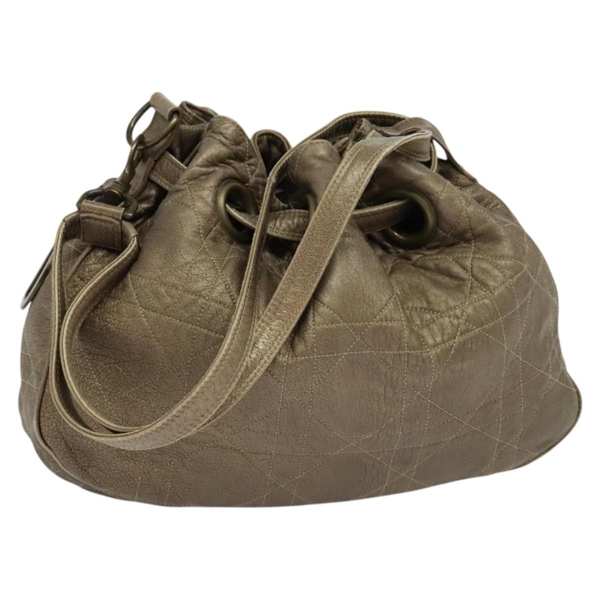 Dior Christian Dior Drawstring Bucket Bag Cannage Quilt Leather Size ONE SIZE - 1 Thumbnail