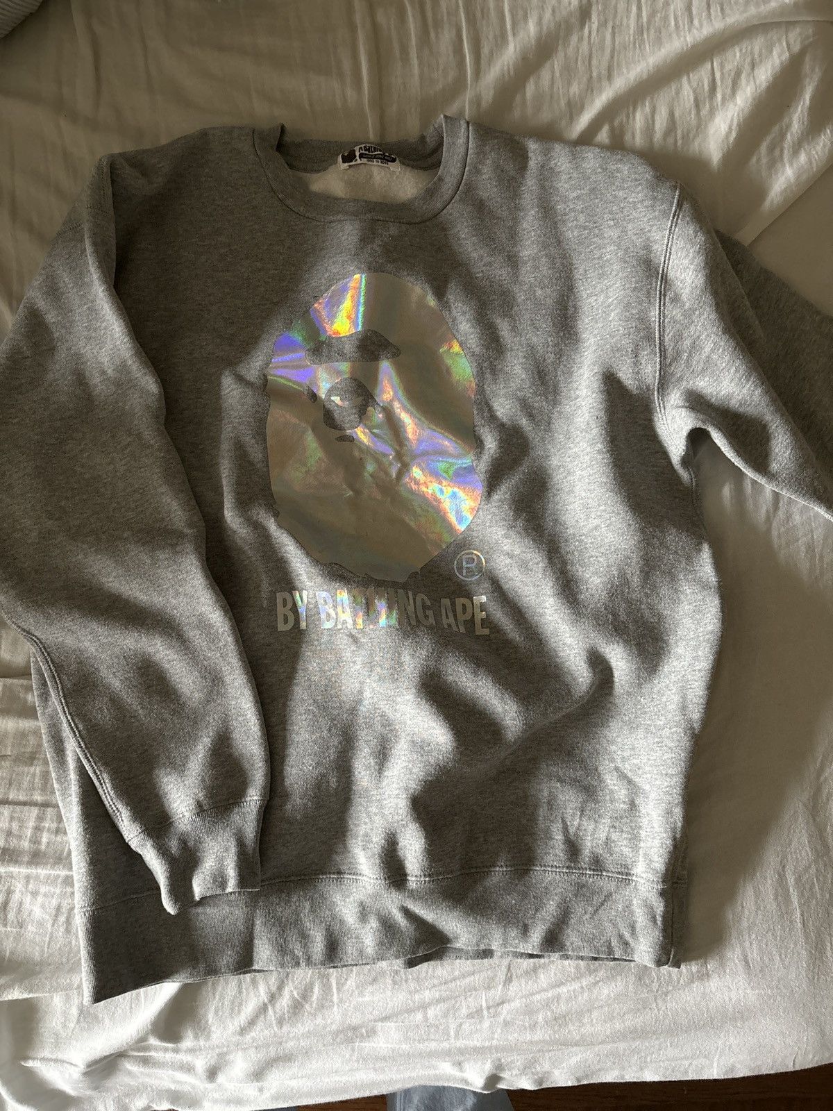 Image of Bape Hologram By Bathing Ape Crewneck in Grey, Men's (Size Small)