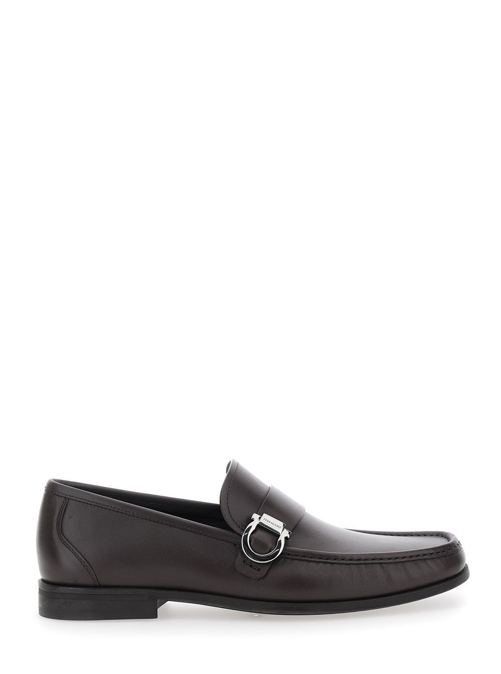 Salvatore Ferragamo Brown Loafers with Gancini Detail on the Side in Leather Man Size US 11 / EU 44 - 1 Thumbnail