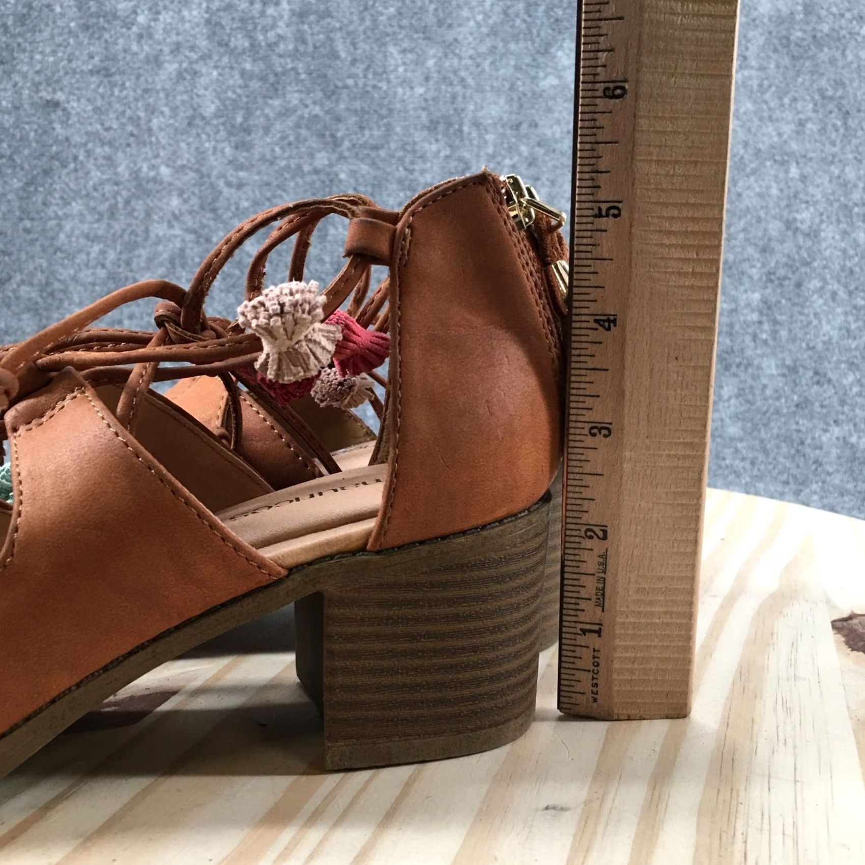 Vintage Maurices Ember Gladiator Sandals Womens 8 M Brown Faux Leather Back Zipper Size US 8 / IT 38 - 7 Thumbnail
