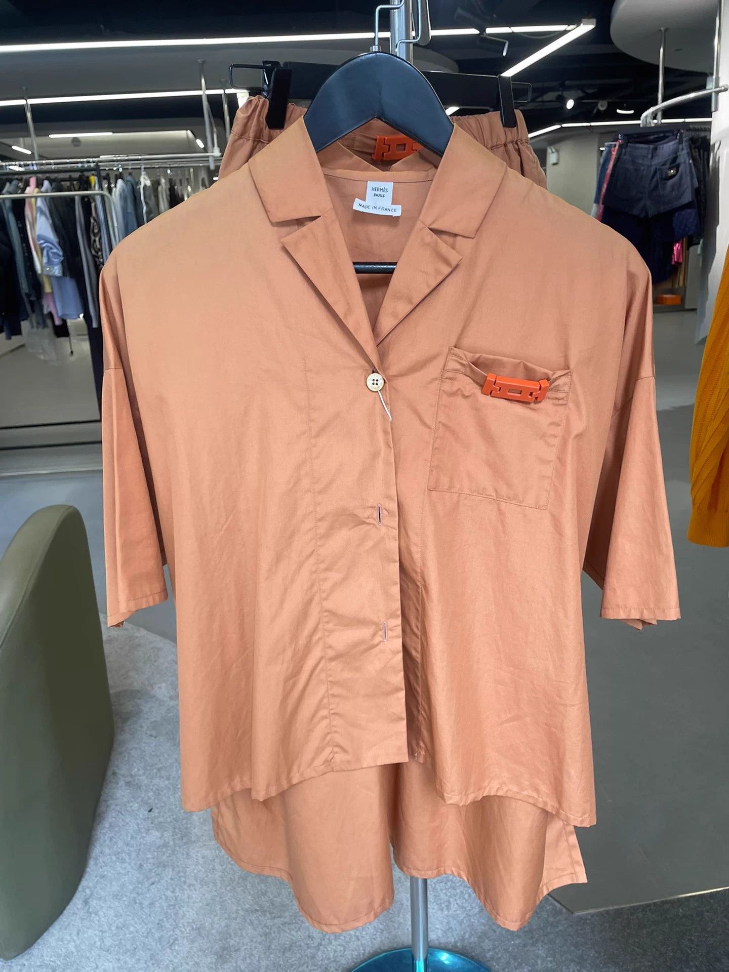 Hermes Hermes Caramel Short Sleeve Shirt & Short Set Size XS / US 0-2 / IT 36-38 - 1 Thumbnail