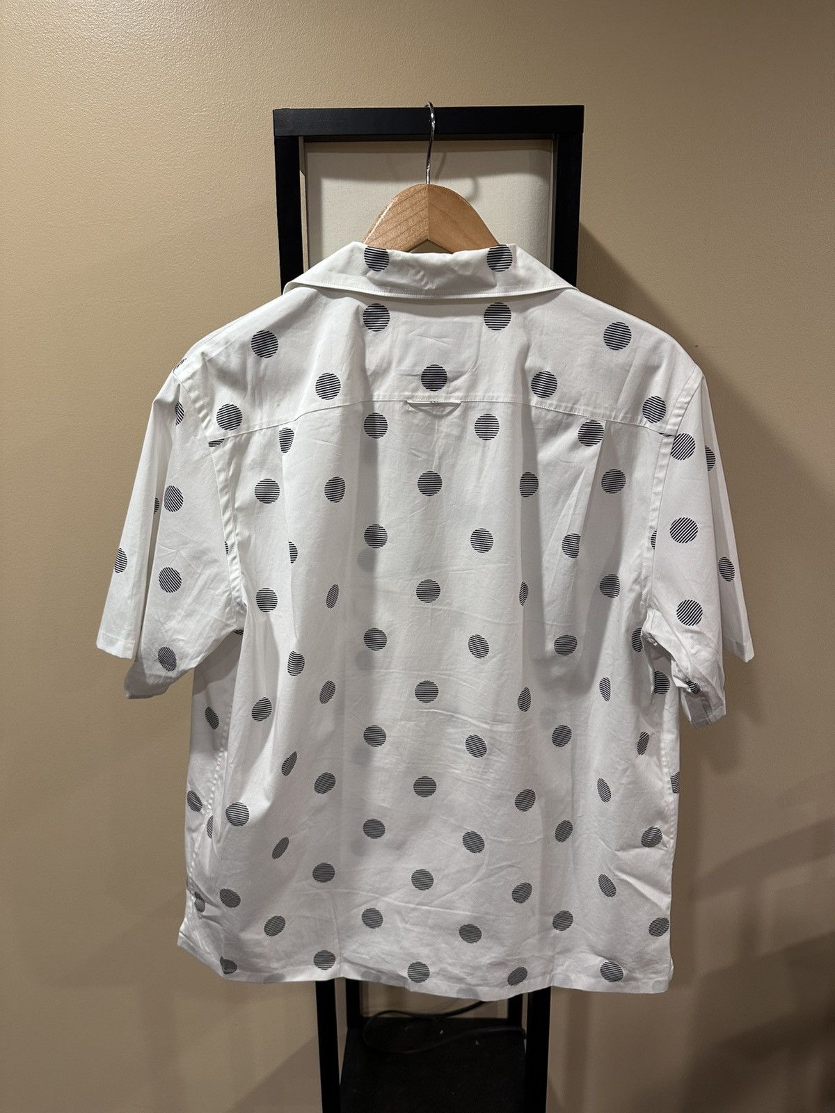 Prada Prada Polka-Dot White Triangle Logo Bowling Button Up Shirt Size US M / EU 48-50 / 2 - 17 Thumbnail