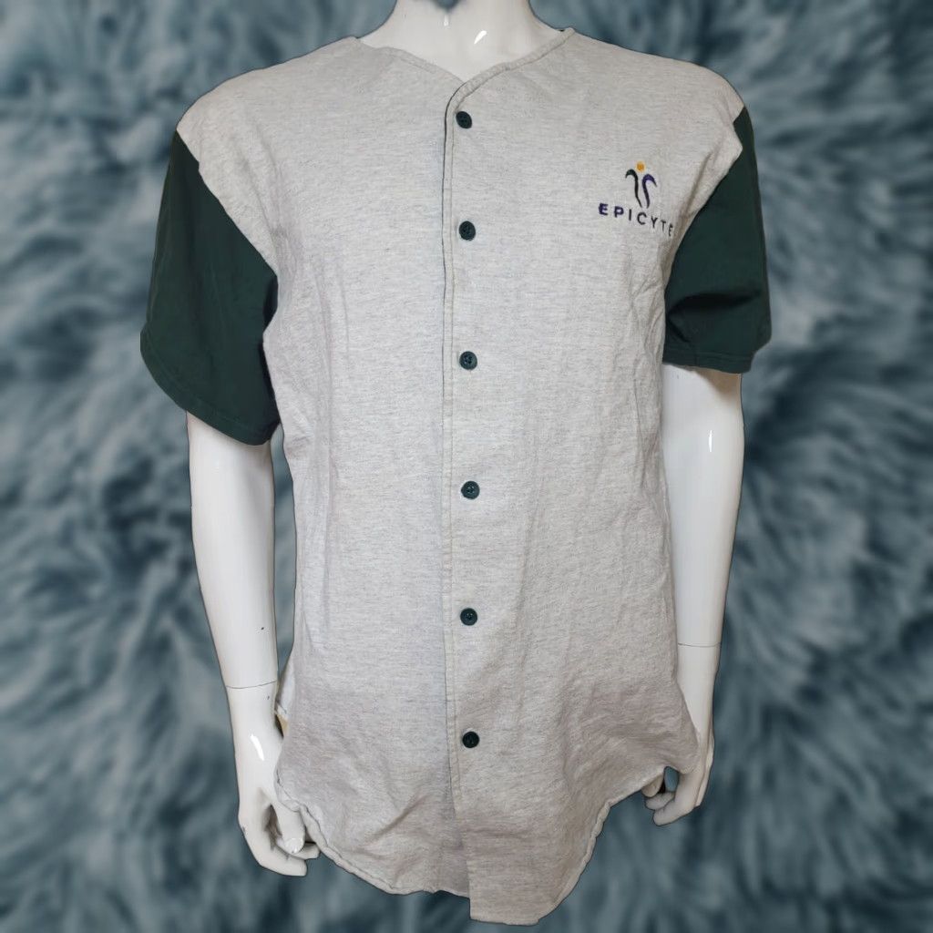Vintage VINTAGE Badger Baseball Jersey Mens L Gray Cotton Jersey Button Up Graphic Tee 100% Cotton Baseball Epicyte Healthcare 90s (if applicable) Size US L / EU 52-54 / 3 - 1 Thumbnail