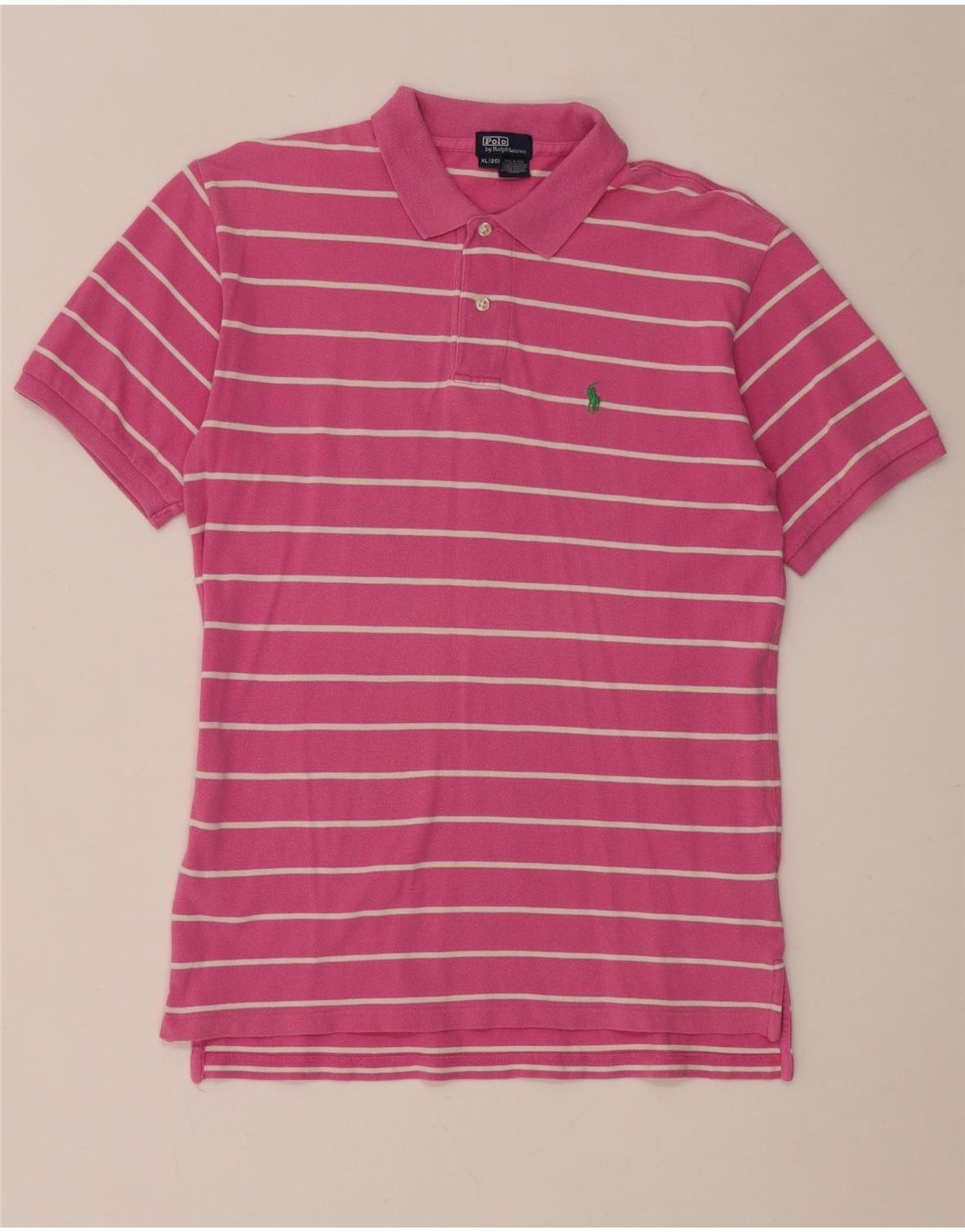 Polo Ralph Lauren Boys Polo Shirt 15-16 Years XL Pink Striped Cotton Size ONE SIZE - 1 Thumbnail