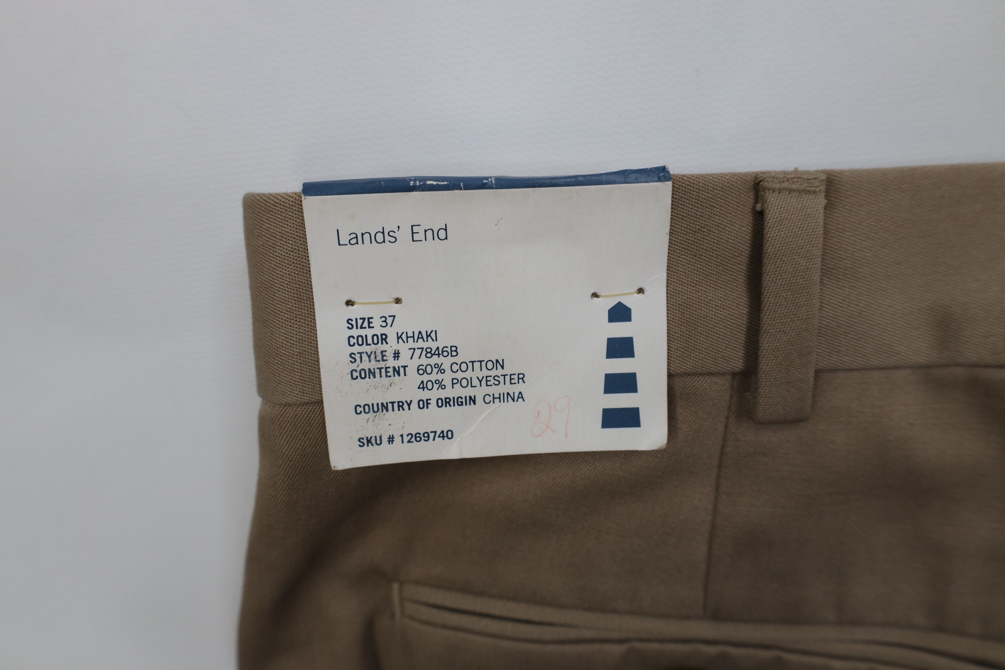 Lands' End Deadstock Vintage Y2K Lands End Chino Pants Trousers Beige Size US 37 - 13 Thumbnail