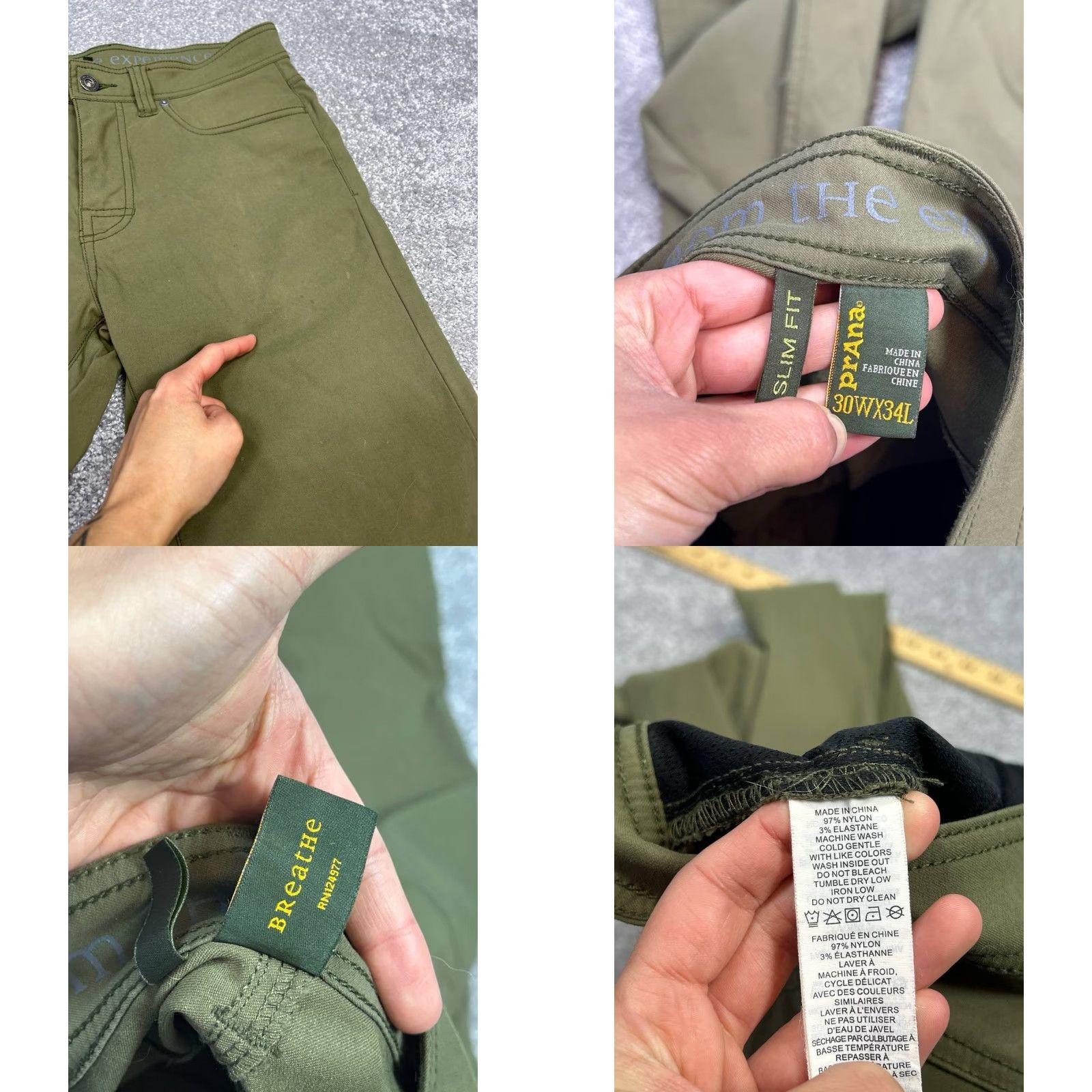 Prana Prana Breathe Chino Pants Mens 30 Green Nylon Stretch Slim Fit Low Rise Straight Size US 30 / EU 46 - 8 Thumbnail