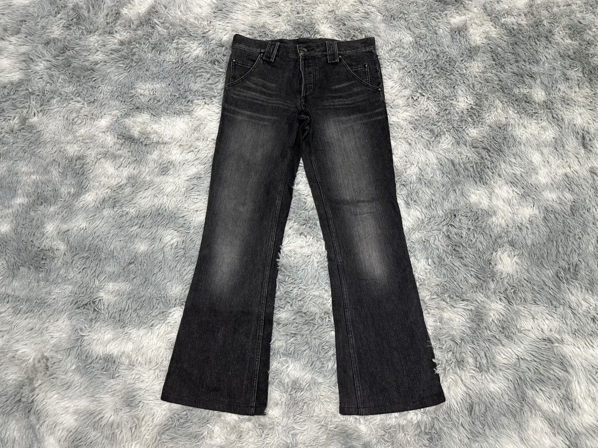 Shellac 🔥Sick Y2K Shellac Flared Black Denim Belted Goth Punk Size US 31 - 1 Thumbnail