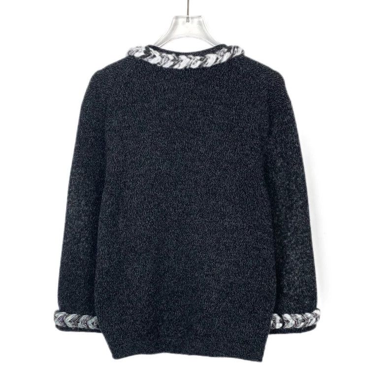 Chanel ChanelBlack lace woven cashmere long-sleeved cardigan jacke Size 4XL / US 24-26 - 2 Thumbnail