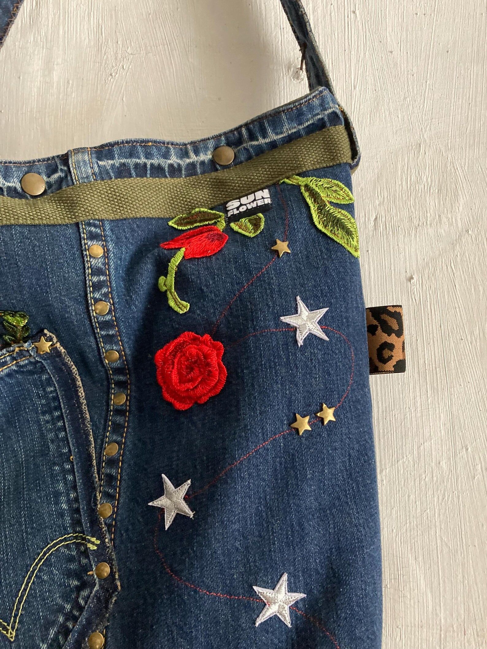 Sunflower upcycled Levis tote bag Size ONE SIZE - 4 Thumbnail