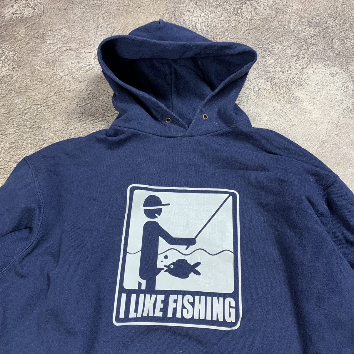 Vintage Vintage Y2K Graphic Hoodie I Like Fishing Streetwear Navy L Size US L / EU 52-54 / 3 - 2 Thumbnail