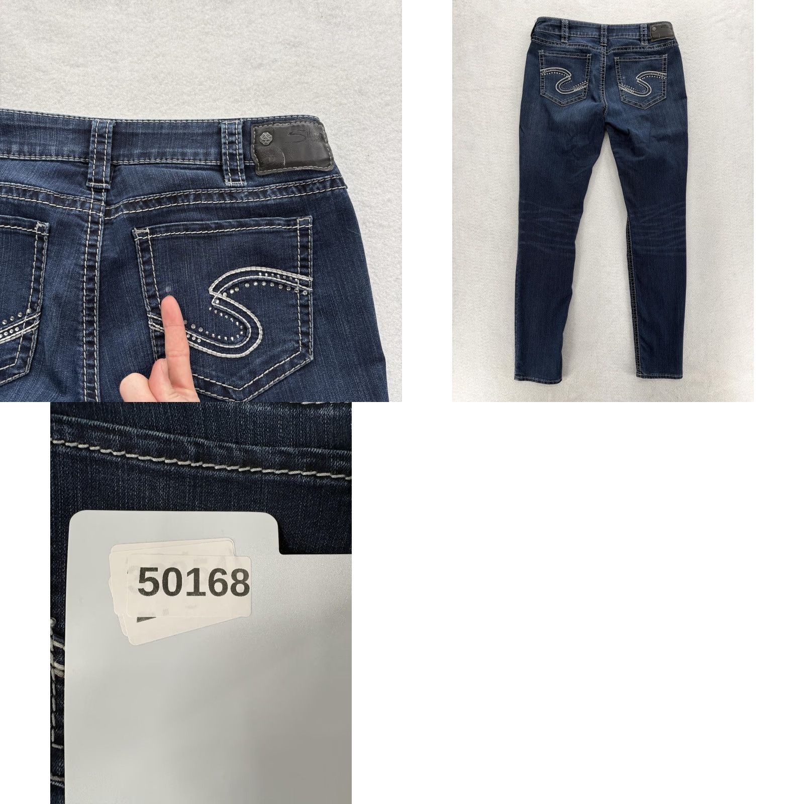 Silver Jeans Co. Silver Jeans Suki Mid Super Skinny Jeans Womens 33x33 Blue Dark Wash Stretch Y2K Size 24" / US 00 / IT 34 - 9 Thumbnail