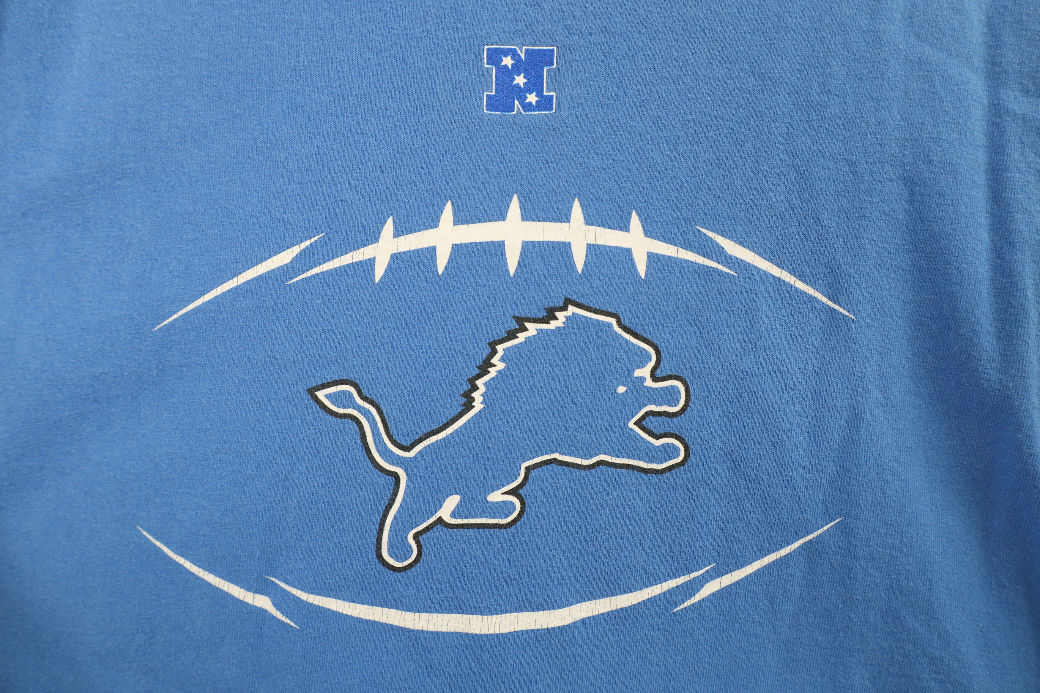 Vintage Vintage Y2K 2005 NFL Lions Football T-Shirt Blue Cotton Size US XXL / EU 58 / 5 - 4 Thumbnail