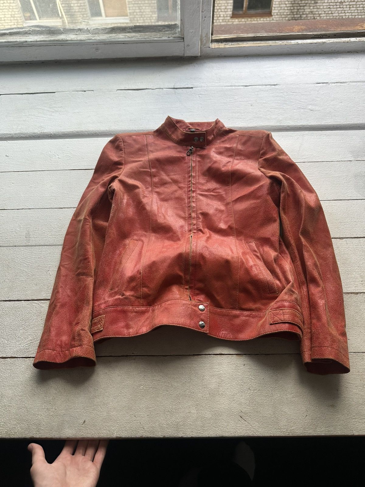 Other 🚨Y2K RICK OWENS TYPE DIRTY SLIM FIT ZIP LEATHER JACKET Size XS / US 0-2 / IT 36-38 - 1 Thumbnail