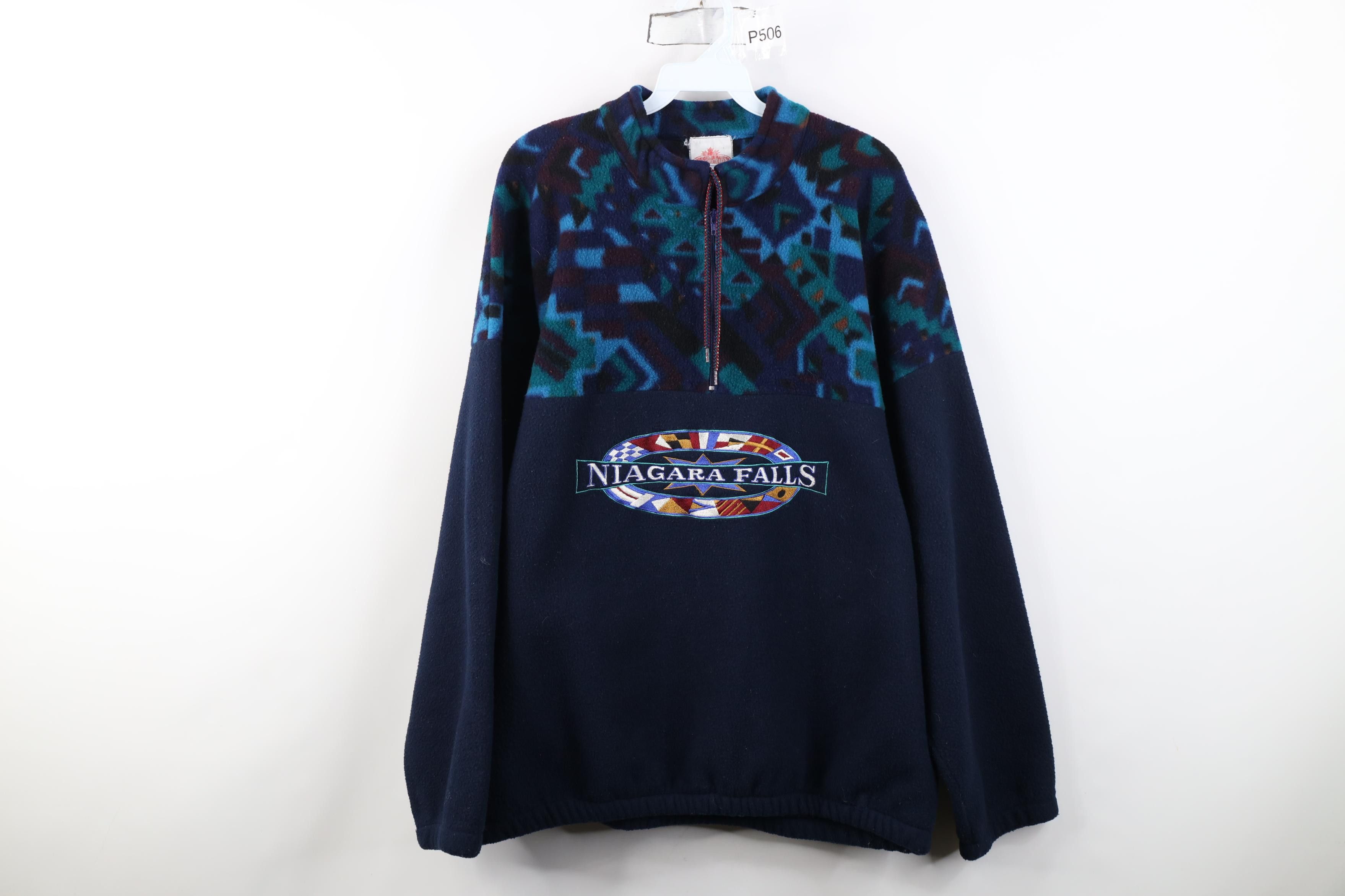 Vintage Vtg 90s Streetwear Niagara Falls 1/4 Zip Fleece Sweater Size XXL / US 16-18 / IT 52-54 - 1 Thumbnail