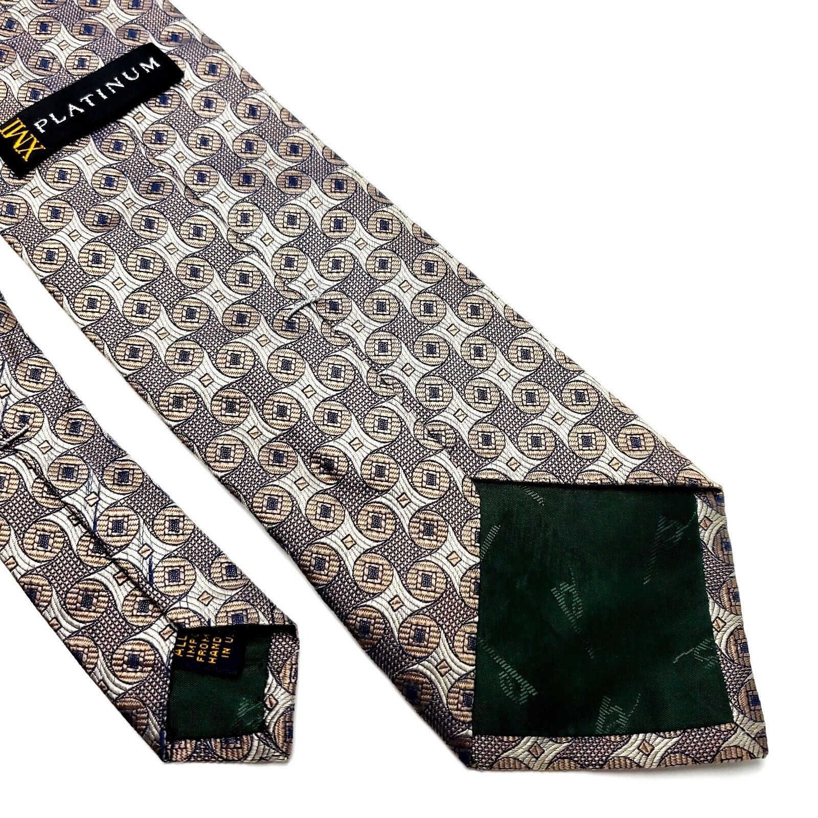 XMI Platinum XMI Platinum Silk Tie Woven Beige Geometric Size ONE SIZE - 5 Thumbnail