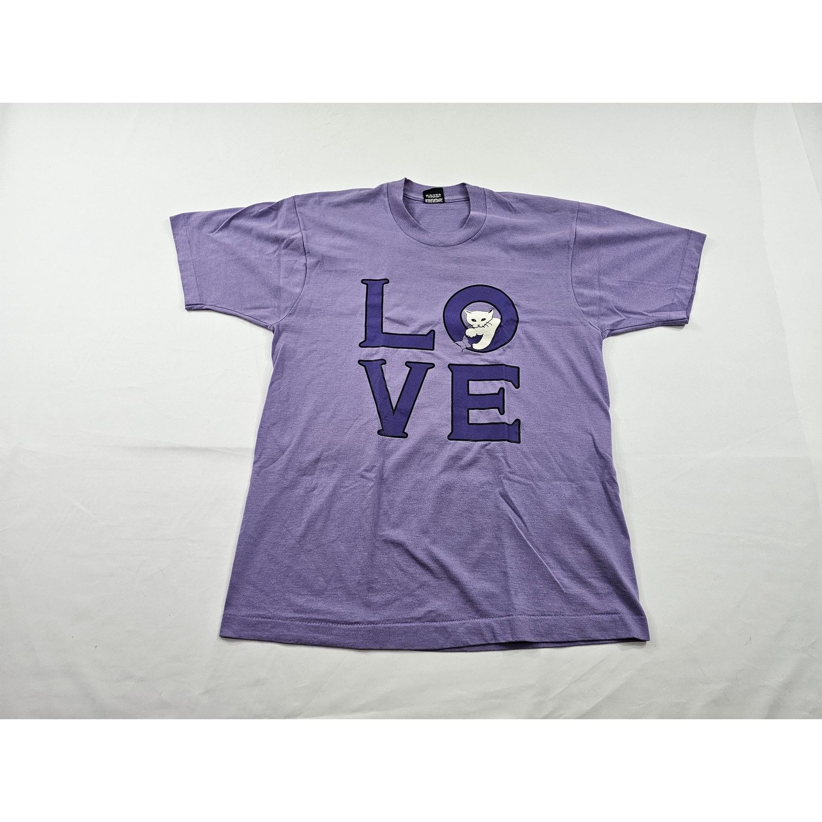 Other Kitty Lover Graphic Tee, Double Sided Lavender T-Shirt M 90s Size US M / EU 48-50 / 2 - 1 Thumbnail