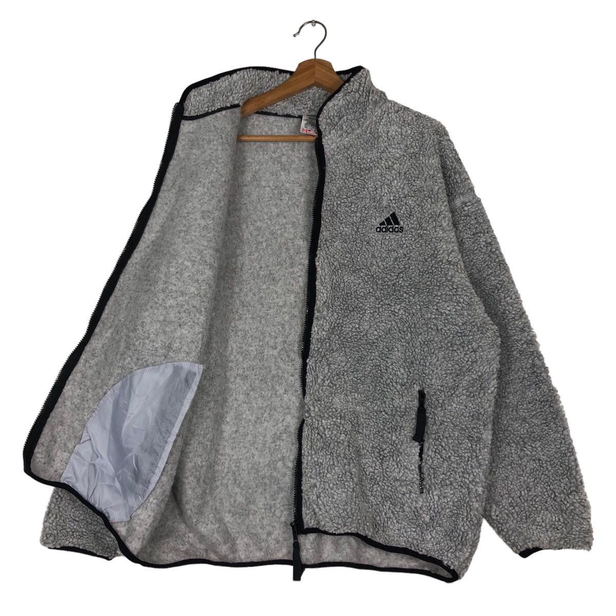 Adidas 🔥Vintage Dip Pile Fleece Zipper Jacket Adidas Size US L / EU 52-54 / 3 - 11 Thumbnail