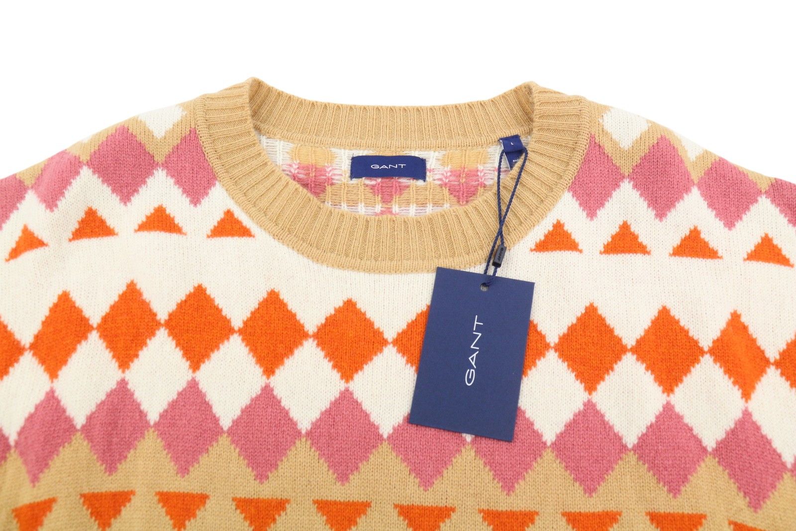 Gant FAIRISLE C-NECK L Toffee Beige Wool Cashmere 88073 Size L / US 10 / IT 46 - 5 Thumbnail