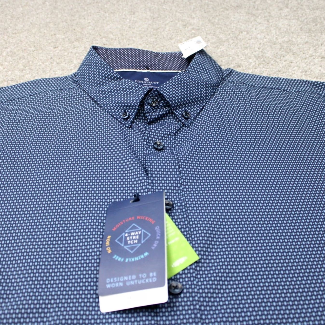 Vintage Construct Shirt Geometric Blue 2XL Mens NWT L/S 4 Way Stretch Wrinkle Free Button-Up 90s Size US XXL / EU 58 / 5 - 5 Thumbnail