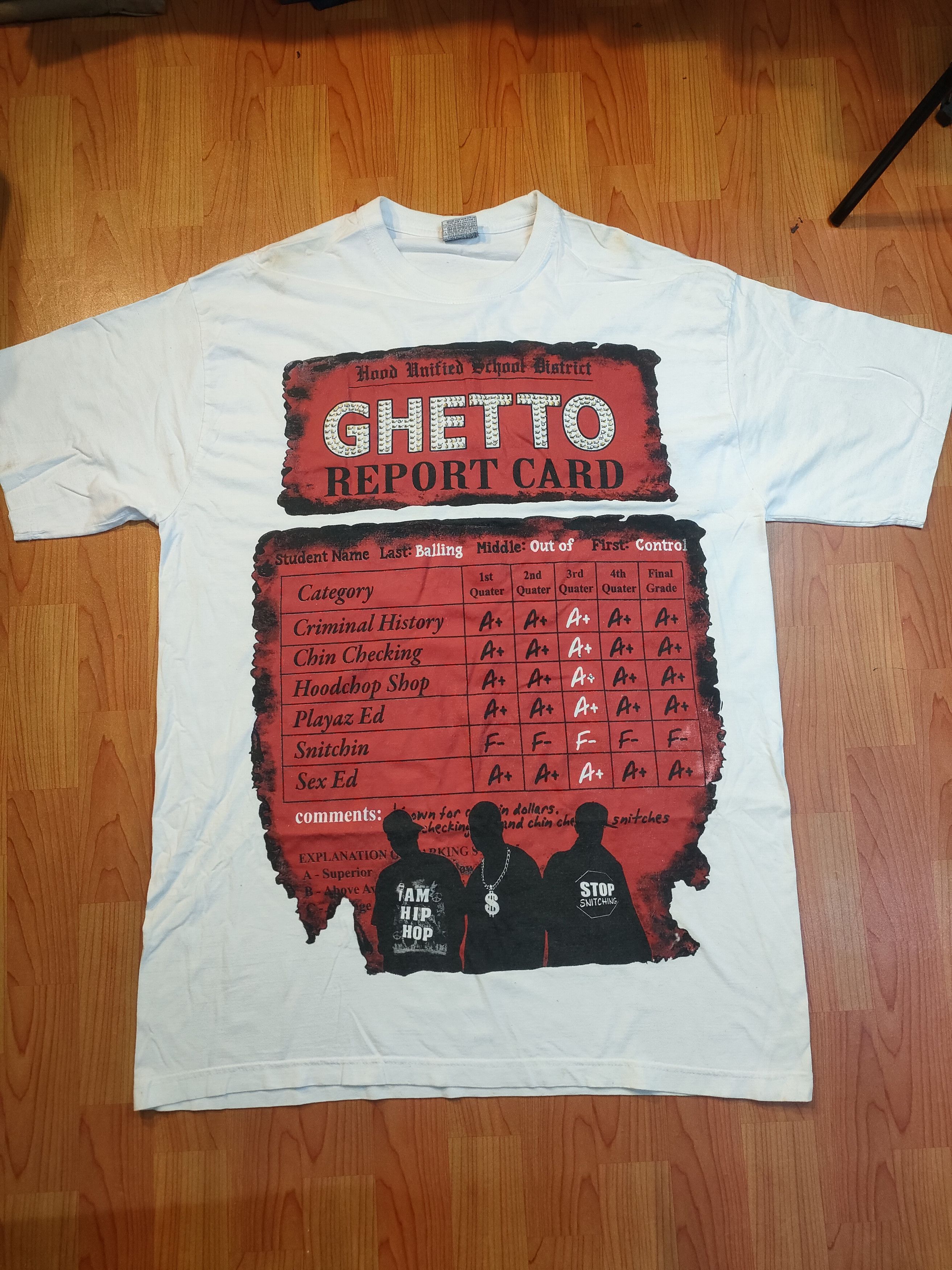 Rap Tees Ghetto Report Card Hip Hop Tees Size US XXL / EU 58 / 5 - 1 Thumbnail