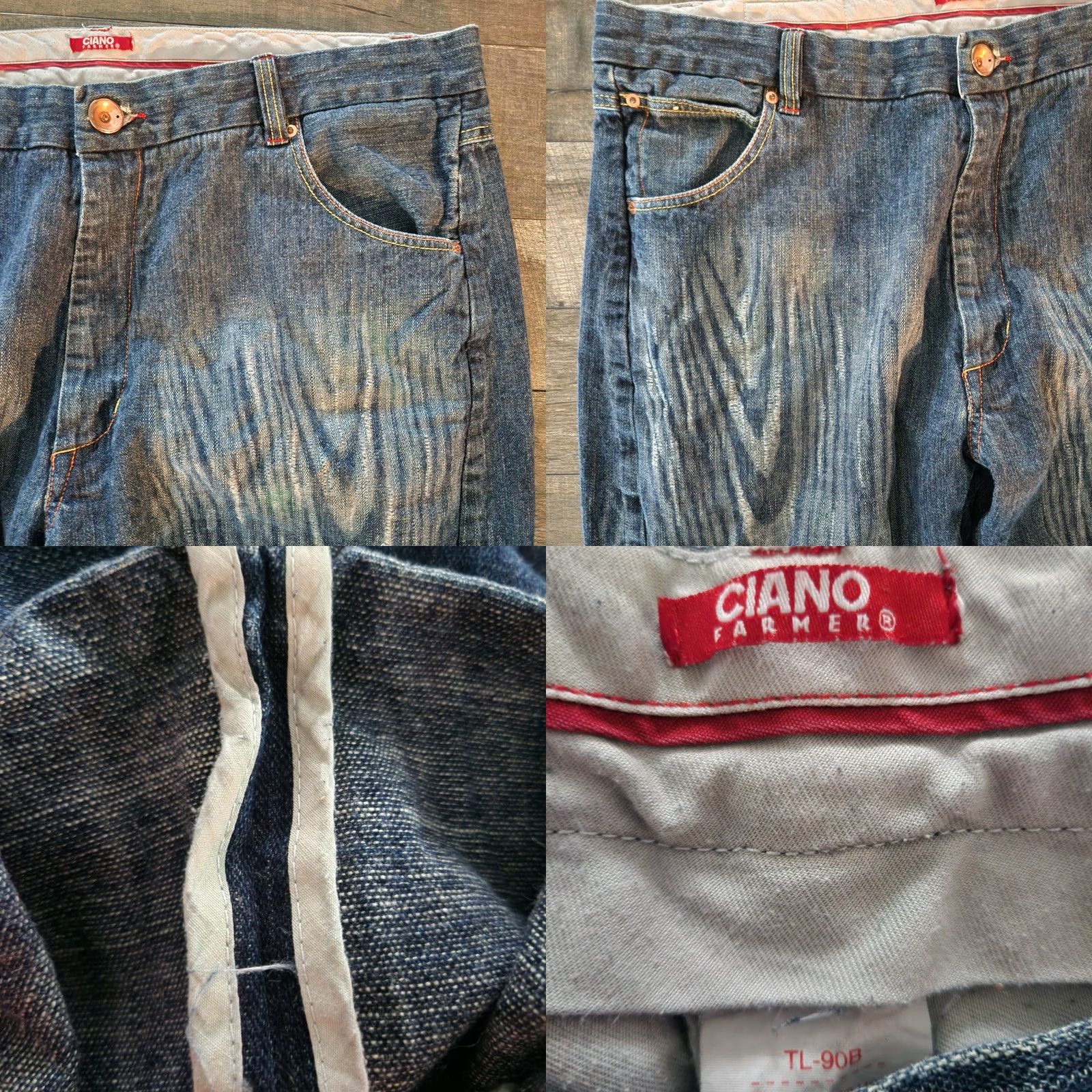 Twisted X Ciano Farmer Jeans Selvedge Denim Twisted Seam Mens 42x35 Loose Fit Multicolor Woodgrain Denim Jeans Mens Waist 42 Inseam 35 Regular Relaxed Size US 42 / EU 58 - 9 Thumbnail