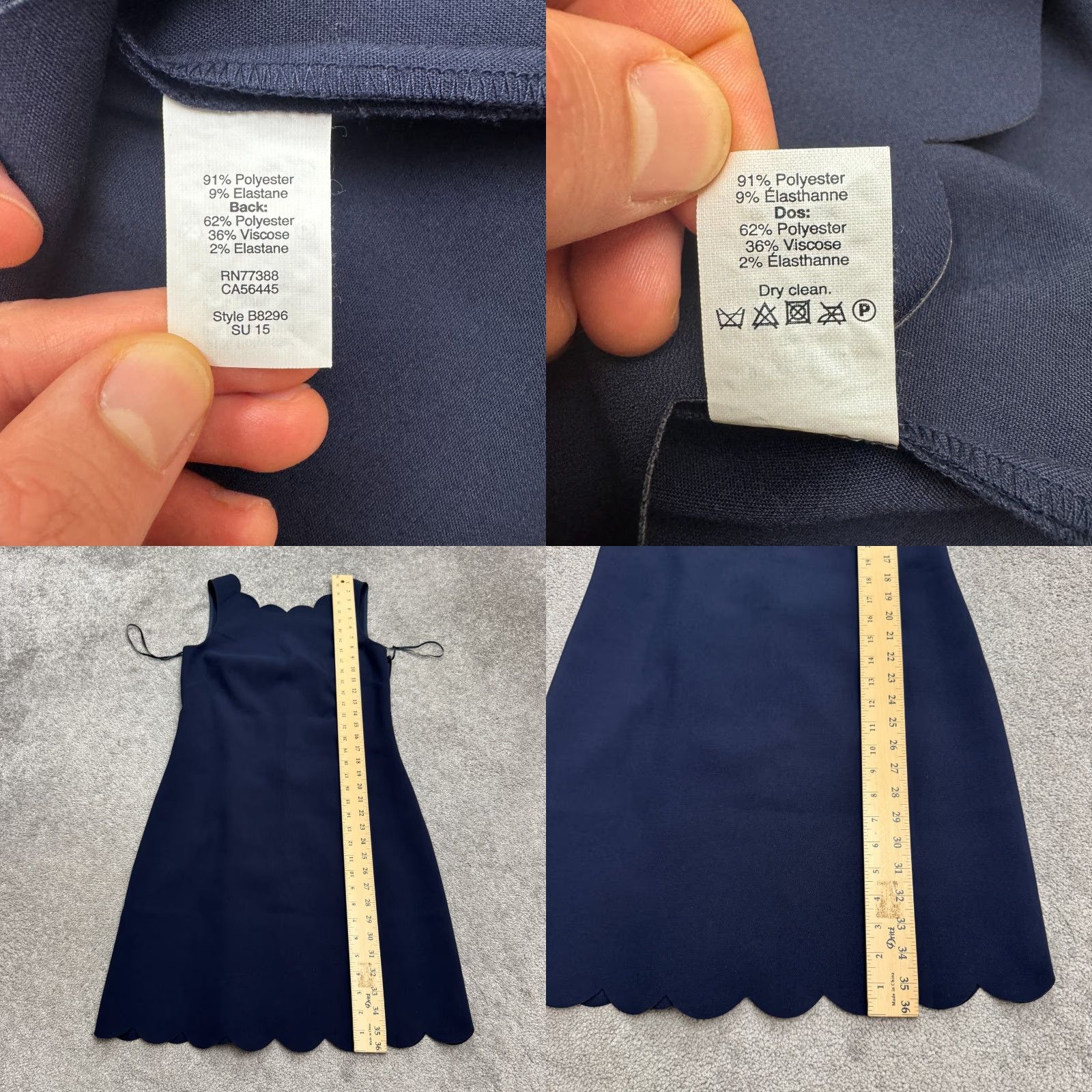 J.Crew J.Crew Scalloped Hem Midi Sheath Dress Womens 4 Navy Blue Sleeveless Stretch Size S / US 4 / IT 40 - 8 Thumbnail