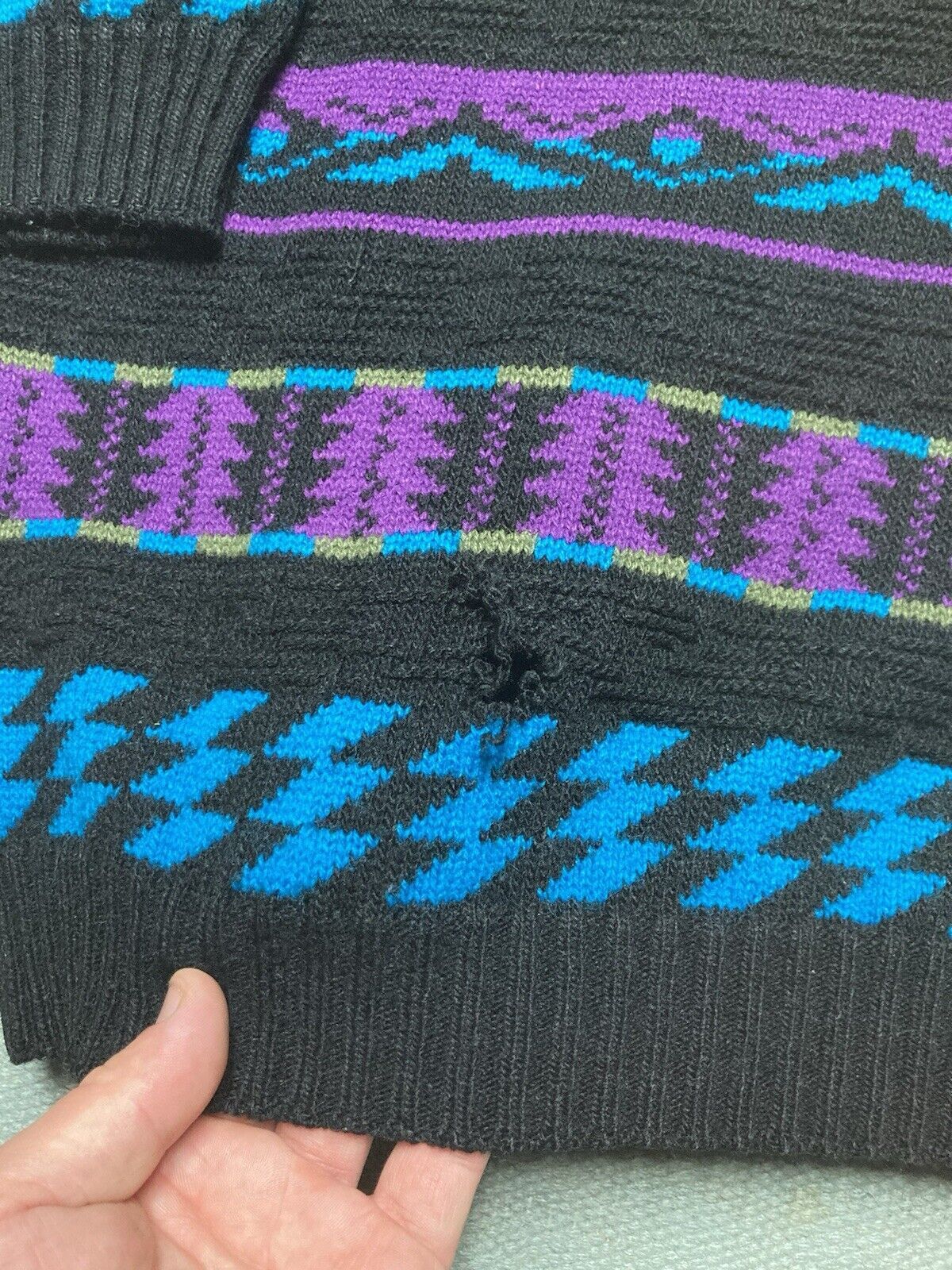 Vintage VTG 80s acrylic knit sweater aztec geometric abstract small Size US S / EU 44-46 / 1 - 5 Thumbnail