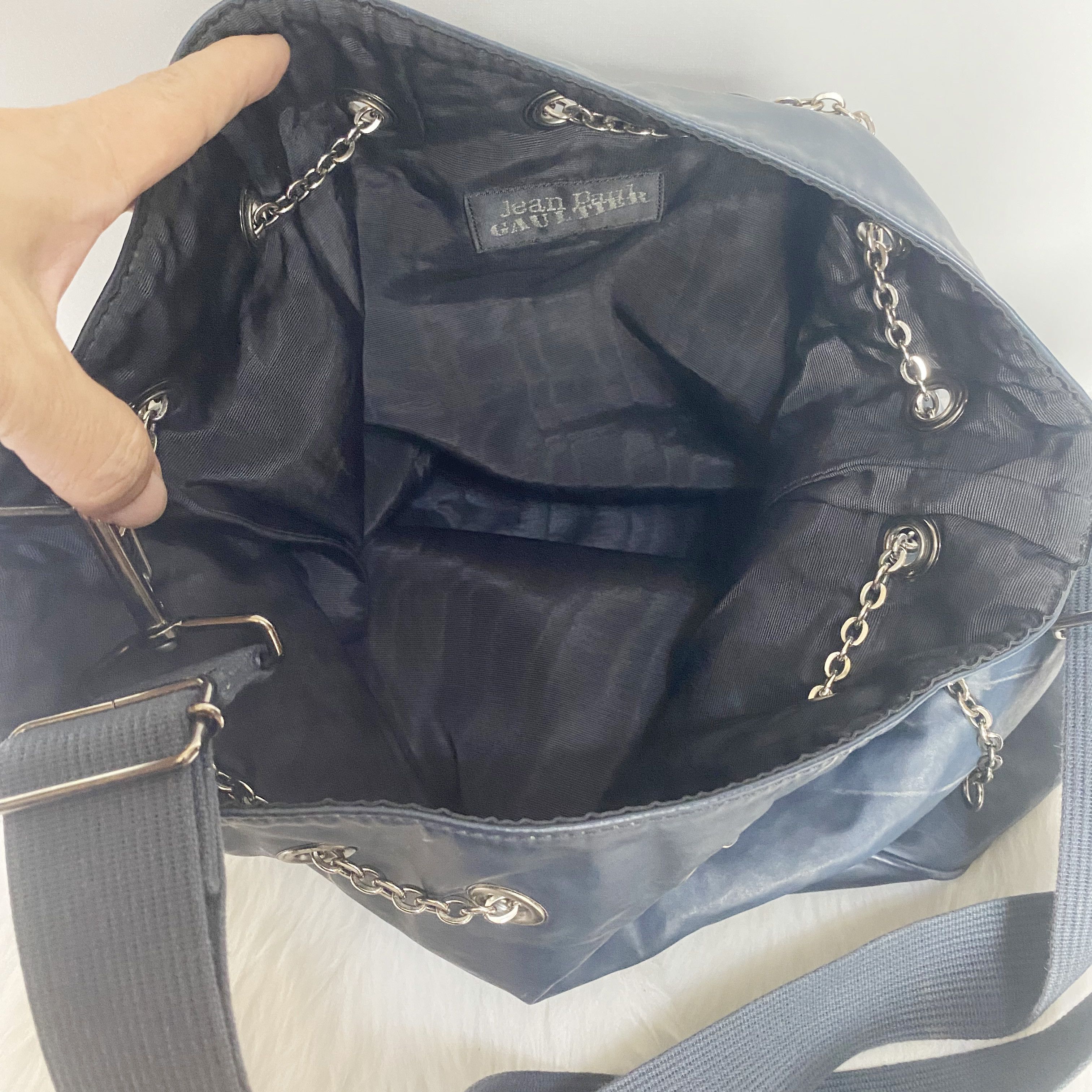 Jean Paul Gaultier Vintage Navy Leather Drawstring Sling Bag Size ONE SIZE - 14 Thumbnail