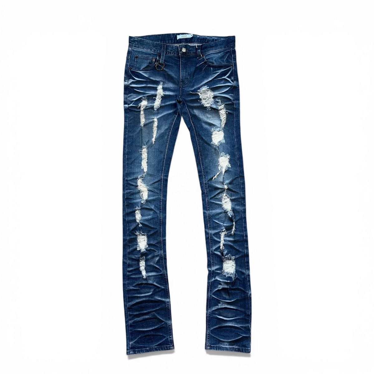 Japanese Brand Y2K Midas Distressed Denim Pants Size US 30 / EU 46 - 1 Thumbnail