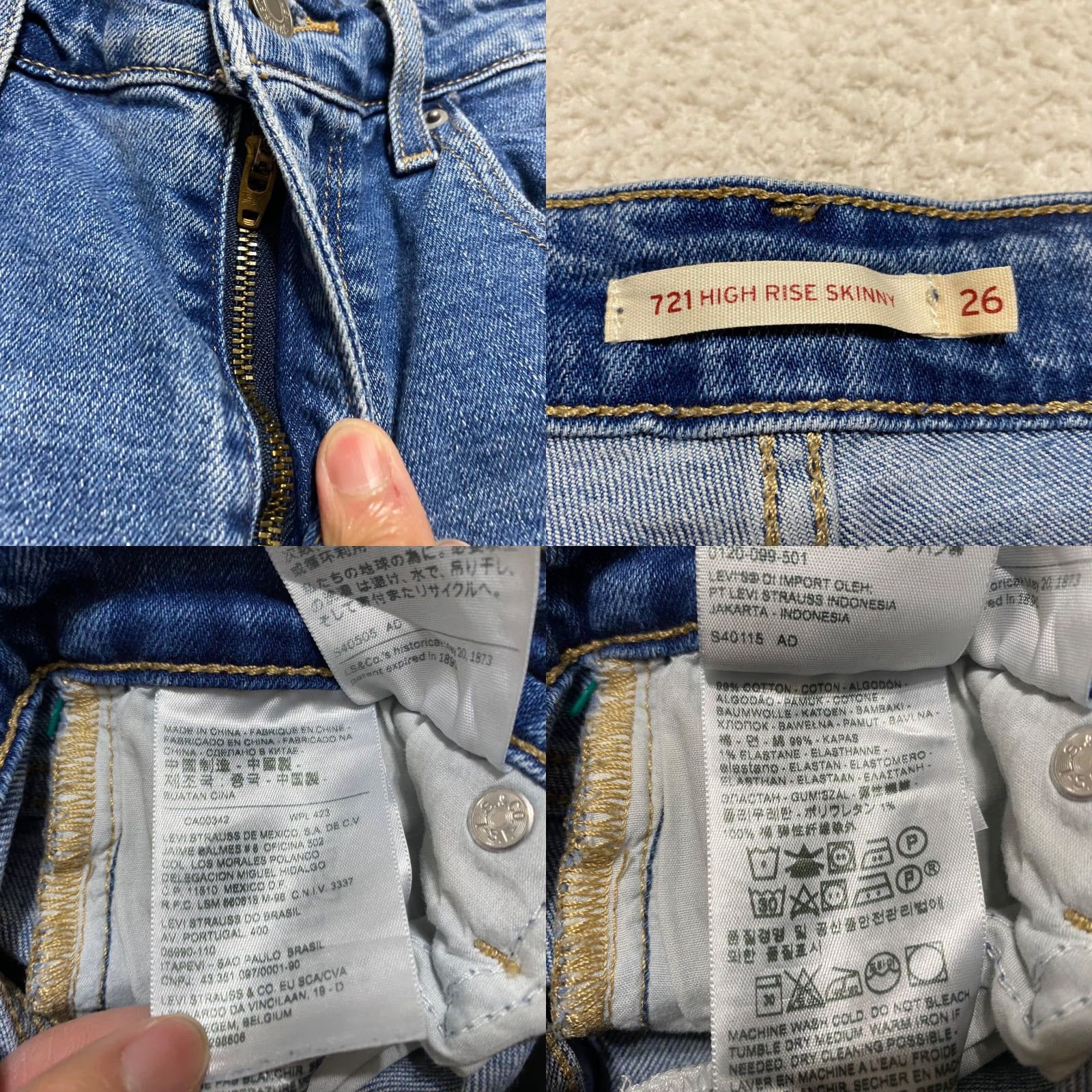 Levi's LEVIS 721 Jeans Women’s Size 26 Medium Wash Denim High Rise Skinny Ankle Blue Jeans Size 42" / US 20 - 8 Thumbnail